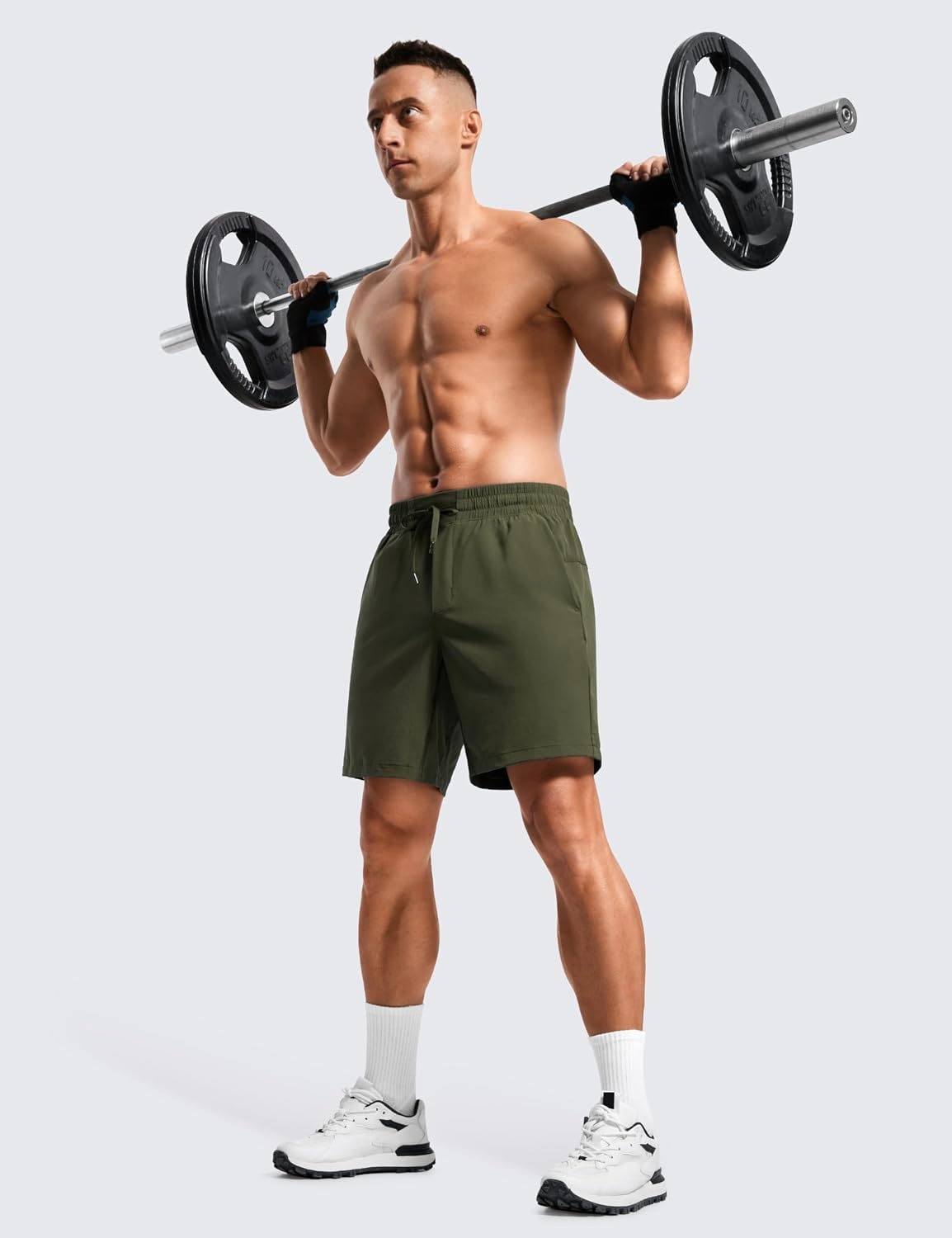 image:imageCRZ YOGA Mens 2 in 1 Running Shorts 7 Lined Workout Quick Dry Lightweight for Sports Athletic with PocketsDark Olive