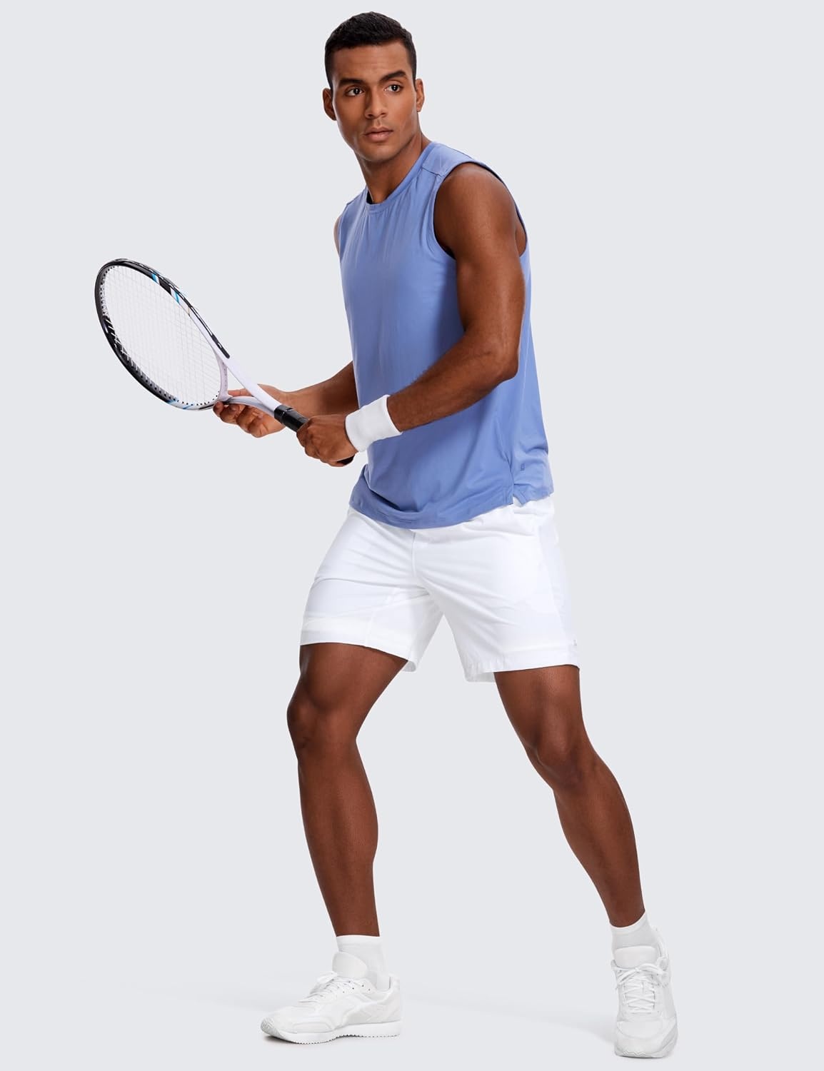 image:imageCRZ YOGA Mens 2 in 1 Running Shorts 7 Lined Workout Quick Dry Lightweight for Sports Athletic with PocketsWhite