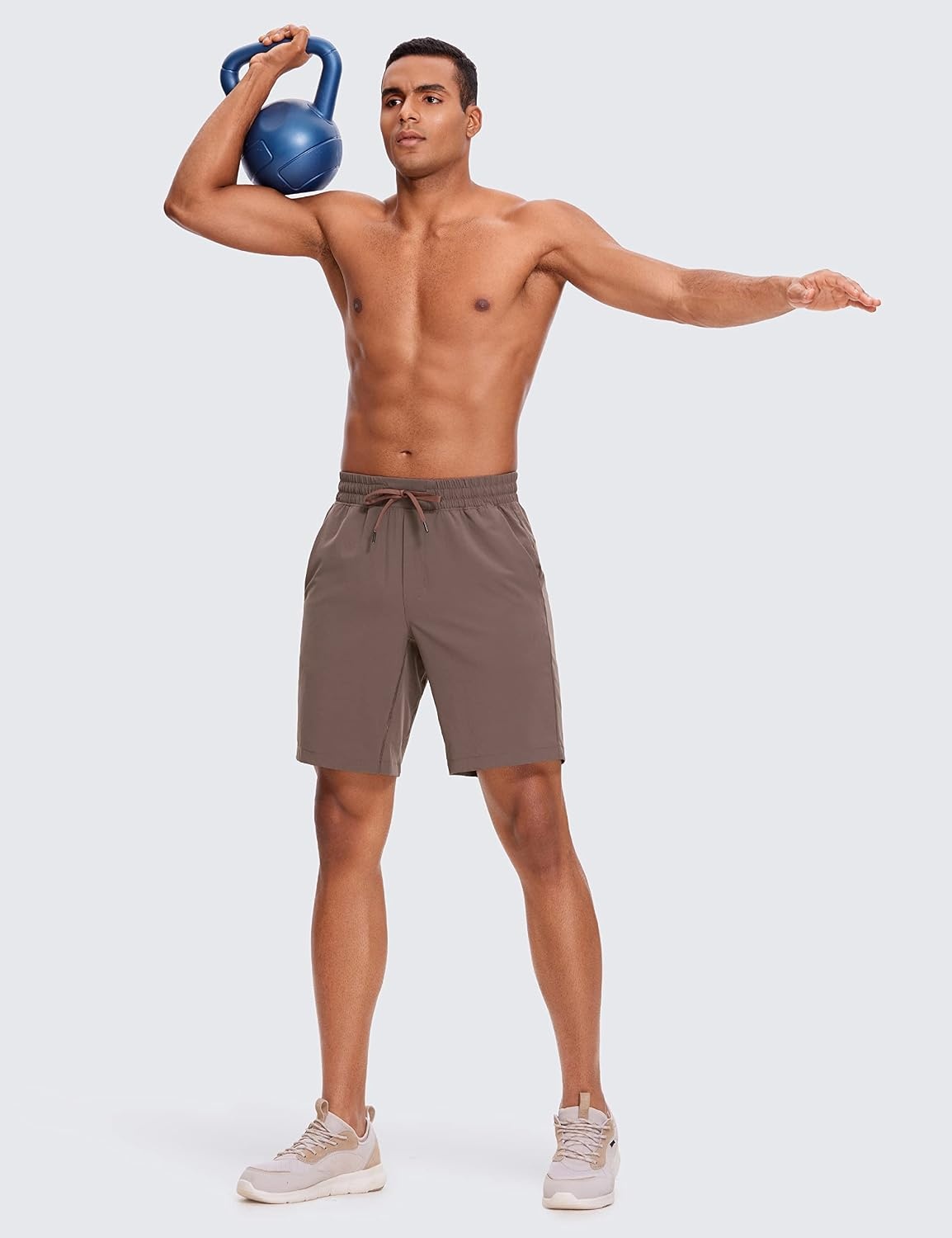 image:imageCRZ YOGA Mens 2 in 1 Running Shorts 9 Lined Quick Dry for Workout Gym Sports Basketball Athletic with PocketsBrown Rock