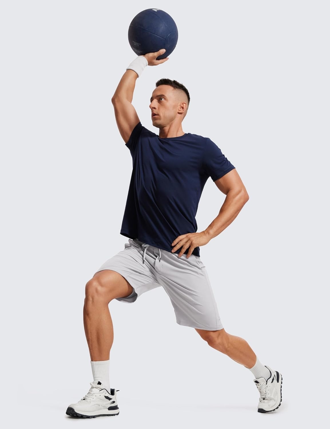image:imageCRZ YOGA Mens 2 in 1 Running Shorts 9 Lined Quick Dry for Workout Gym Sports Basketball Athletic with PocketsGull Gray