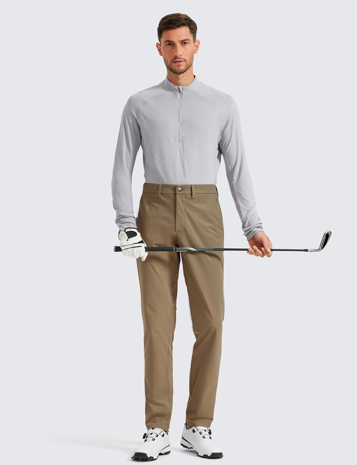 image:imageCRZ YOGA Mens All Day Comfy Golf Pants 2830323436 Quick Dry Lightweight Work Casual Trousers with PocketsArtifact Brown