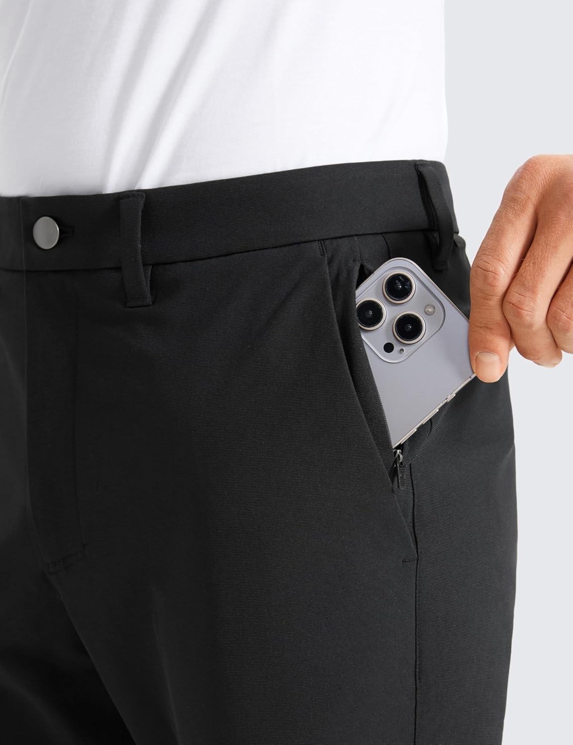 image:imageCRZ YOGA Mens All Day Comfy Golf Pants 2830323436 Quick Dry Lightweight Work Casual Trousers with PocketsBlack