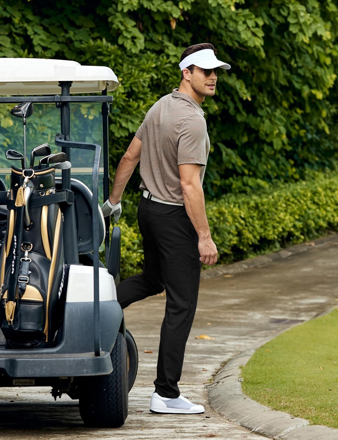 image:imageCRZ YOGA Mens All Day Comfy Golf Pants 2830323436 Quick Dry Lightweight Work Casual Trousers with PocketsBlack