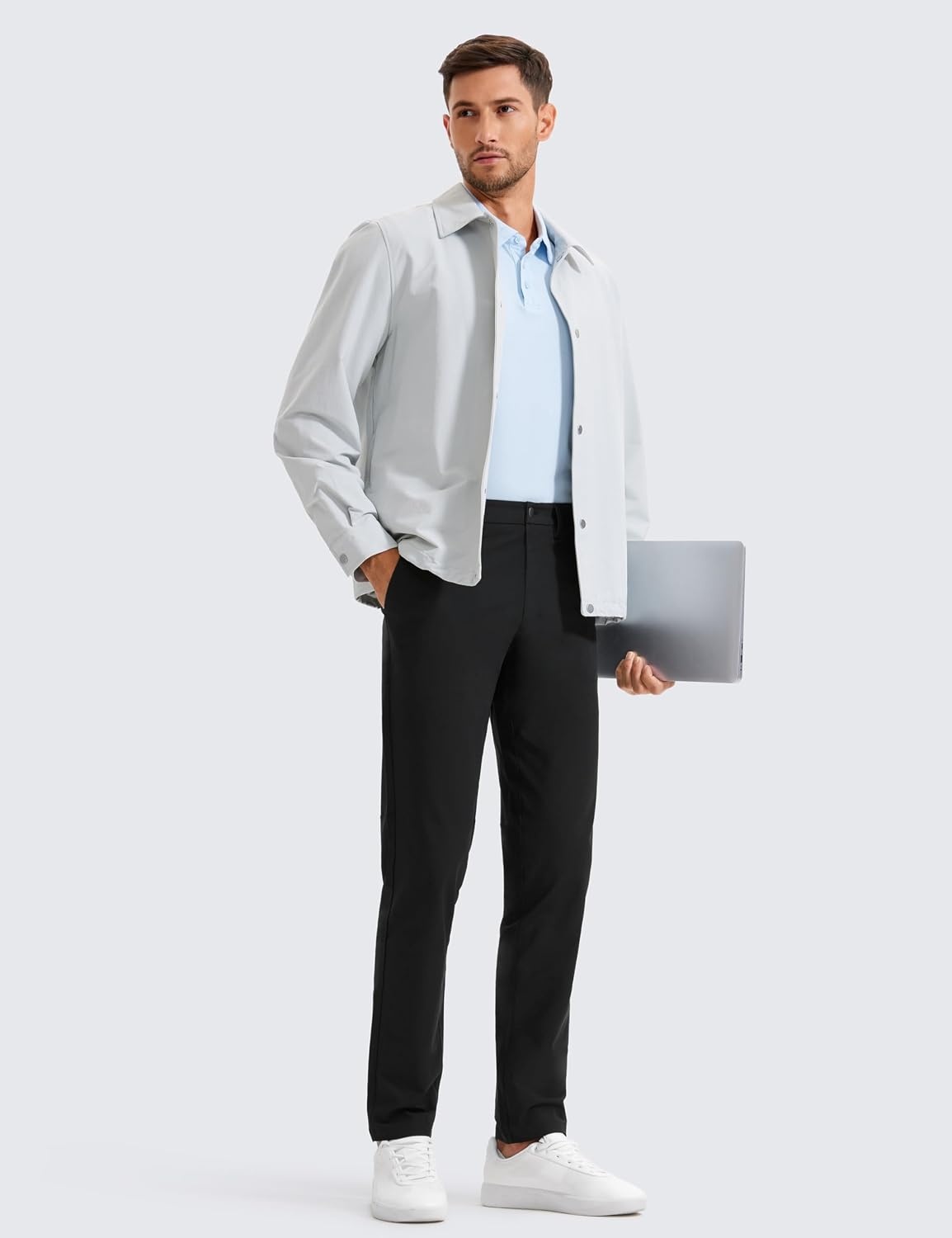 image:imageCRZ YOGA Mens All Day Comfy Golf Pants 2830323436 Quick Dry Lightweight Work Casual Trousers with PocketsBlack