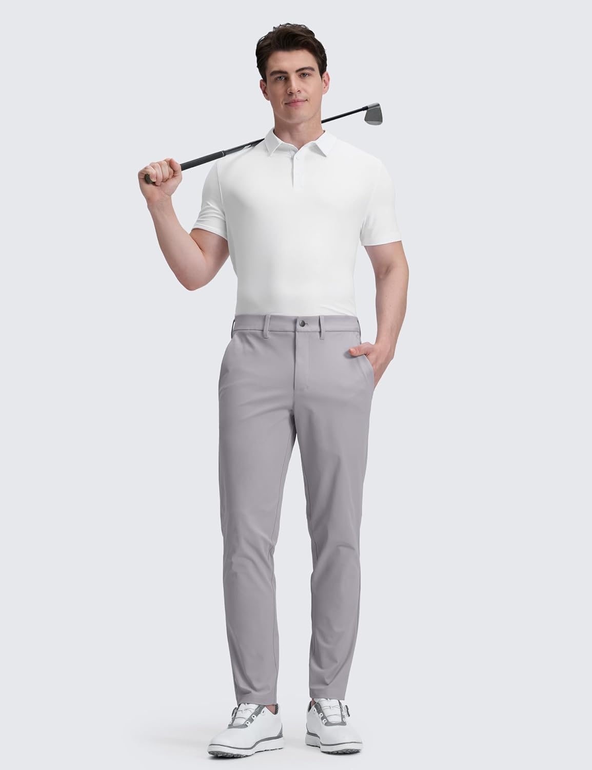 image:imageCRZ YOGA Mens All Day Comfy Golf Pants 2830323436 Quick Dry Lightweight Work Casual Trousers with PocketsDark Chrome