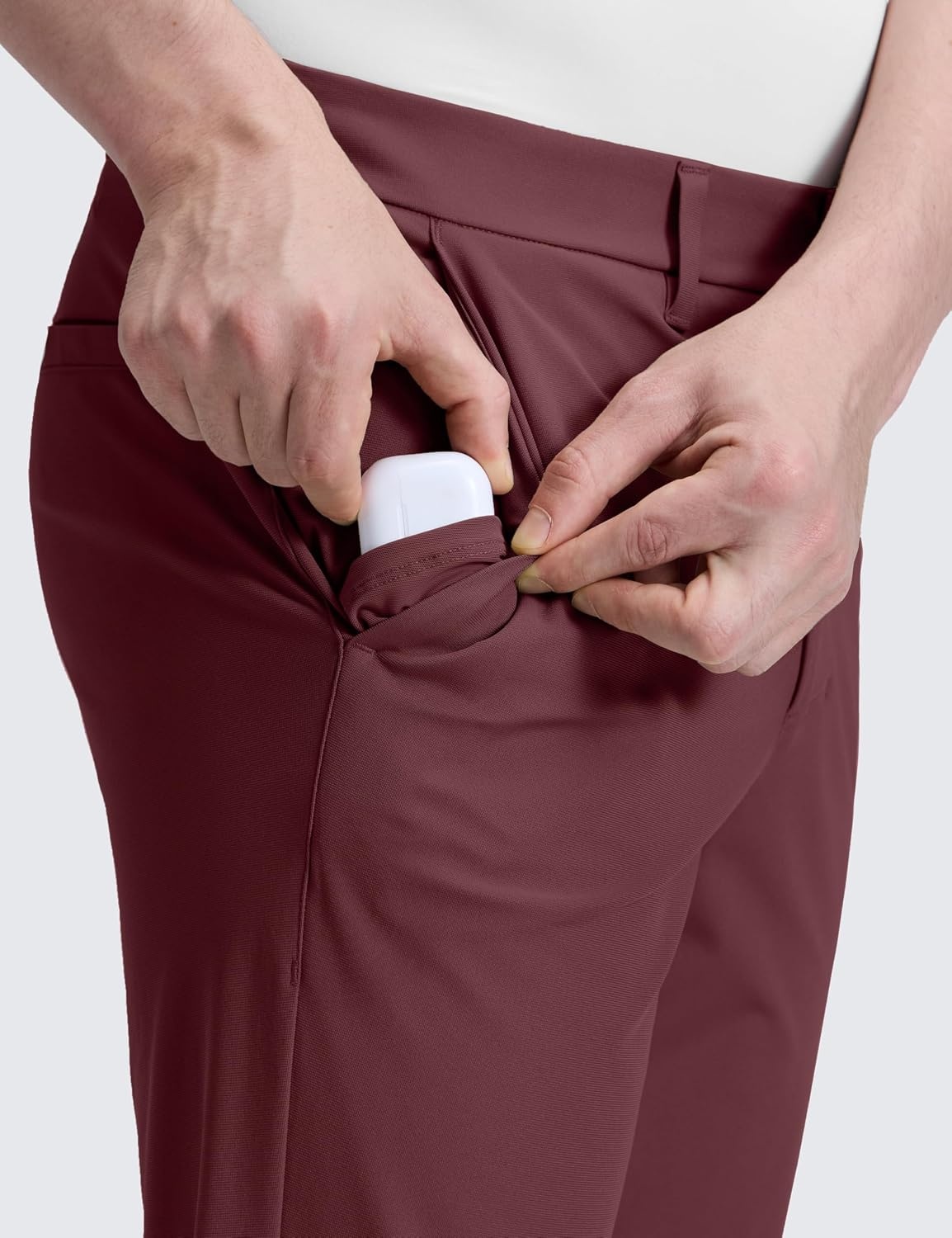 image:imageCRZ YOGA Mens All Day Comfy Golf Pants 2830323436 Quick Dry Lightweight Work Casual Trousers with PocketsDark Red