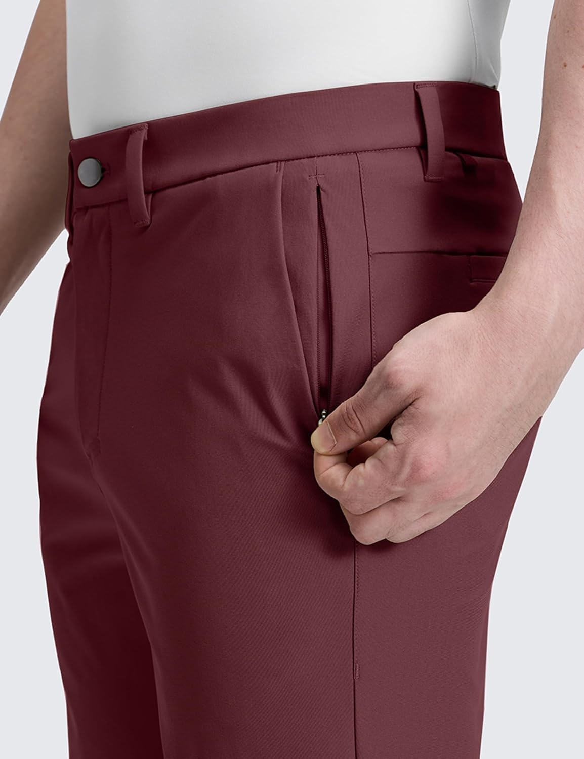 image:imageCRZ YOGA Mens All Day Comfy Golf Pants 2830323436 Quick Dry Lightweight Work Casual Trousers with PocketsDark Red