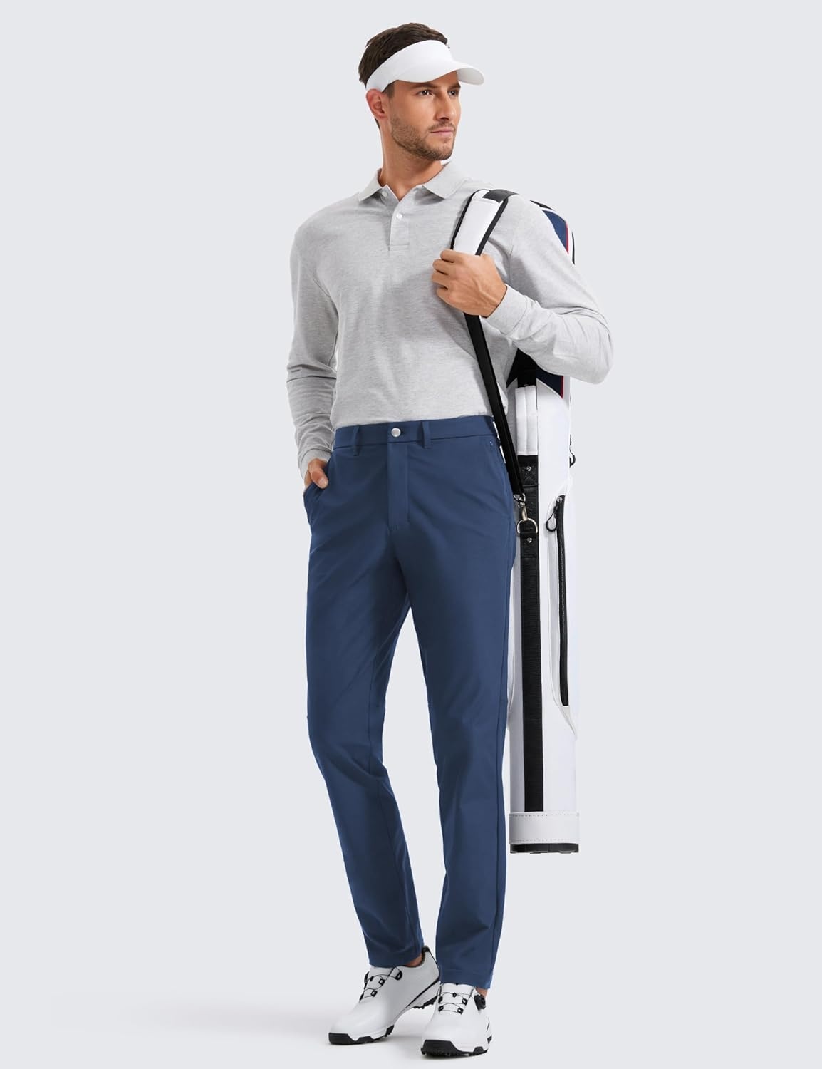 image:imageCRZ YOGA Mens All Day Comfy Golf Pants 2830323436 Quick Dry Lightweight Work Casual Trousers with PocketsElectric Blue
