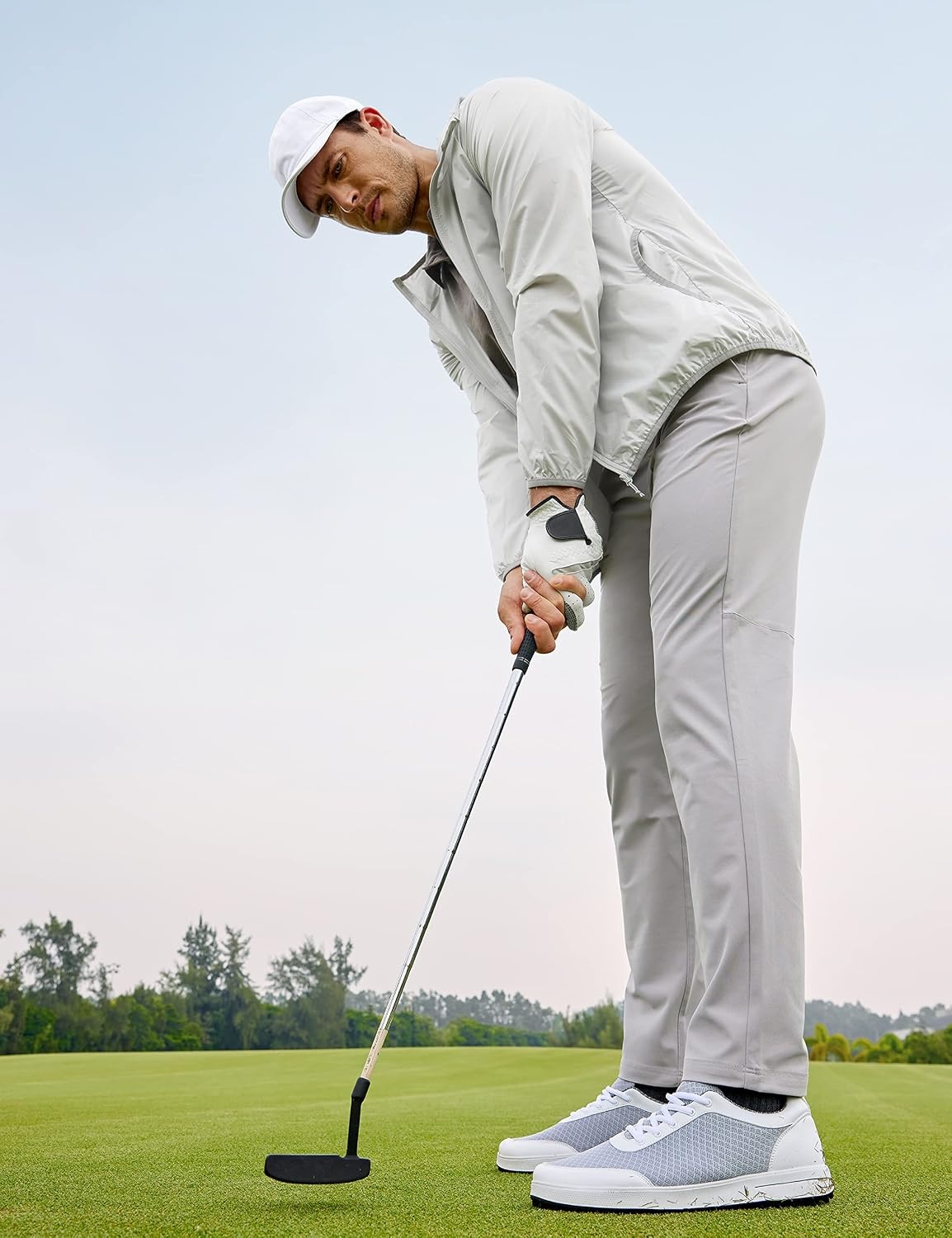 image:imageCRZ YOGA Mens All Day Comfy Golf Pants 2830323436 Quick Dry Lightweight Work Casual Trousers with PocketsGull Gray