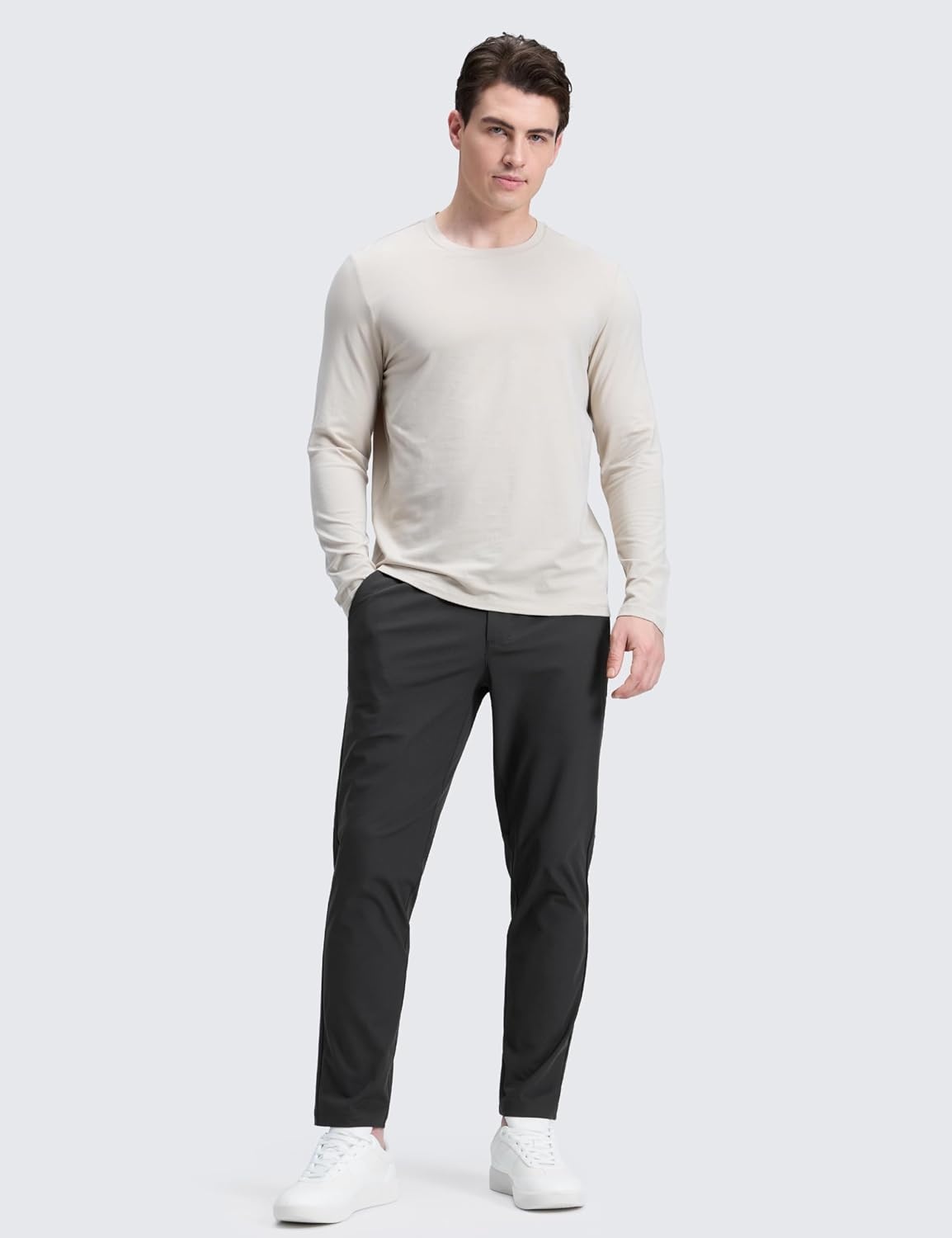 image:imageCRZ YOGA Mens All Day Comfy Golf Pants 2830323436 Quick Dry Lightweight Work Casual Trousers with PocketsInk Gray