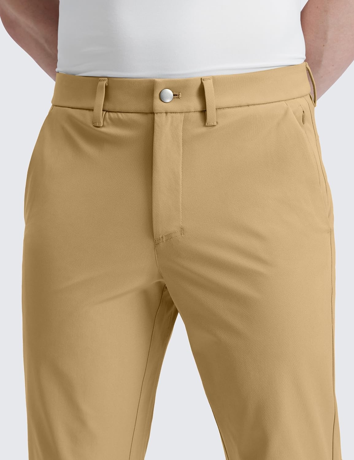 image:imageCRZ YOGA Mens All Day Comfy Golf Pants 2830323436 Quick Dry Lightweight Work Casual Trousers with PocketsKhaki Sand