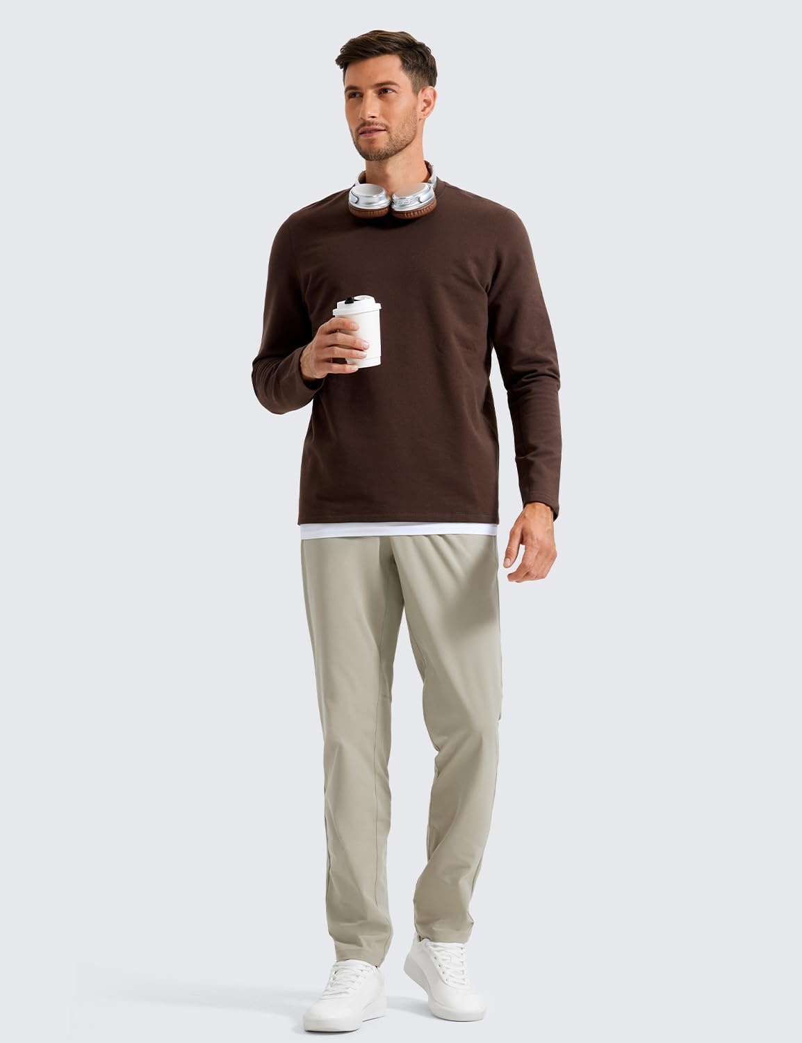 image:imageCRZ YOGA Mens All Day Comfy Golf Pants 2830323436 Quick Dry Lightweight Work Casual Trousers with PocketsKhali Barley