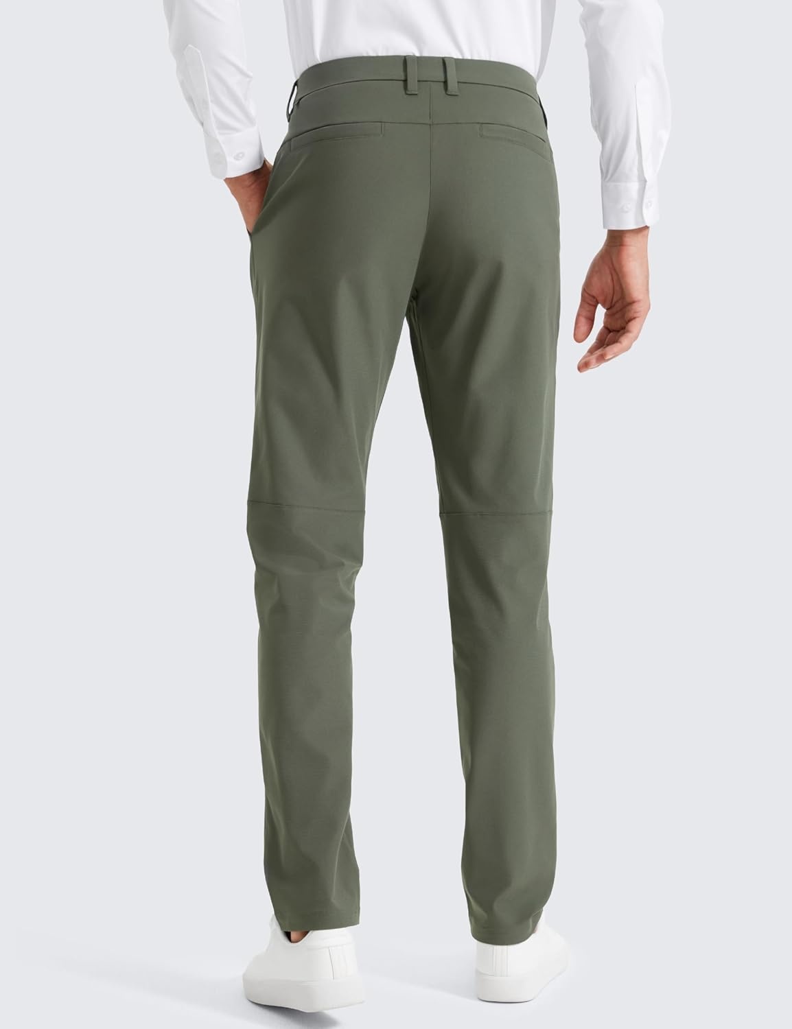 image:imageCRZ YOGA Mens All Day Comfy Golf Pants 2830323436 Quick Dry Lightweight Work Casual Trousers with PocketsLight Army Green