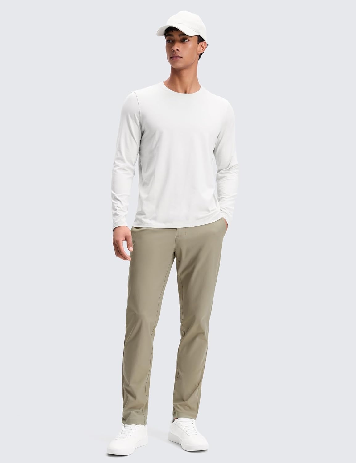 image:imageCRZ YOGA Mens All Day Comfy Golf Pants 2830323436 Quick Dry Lightweight Work Casual Trousers with PocketsOak