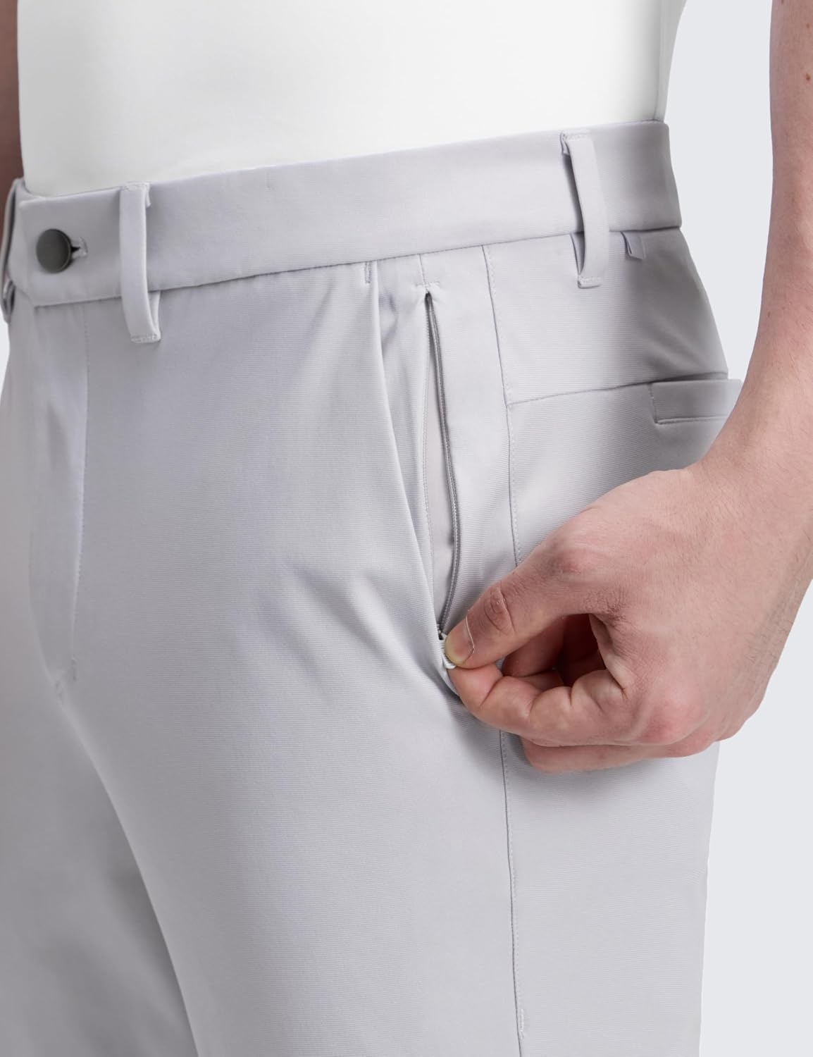 image:imageCRZ YOGA Mens All Day Comfy Golf Pants 2830323436 Quick Dry Lightweight Work Casual Trousers with PocketsPlatinum Grey