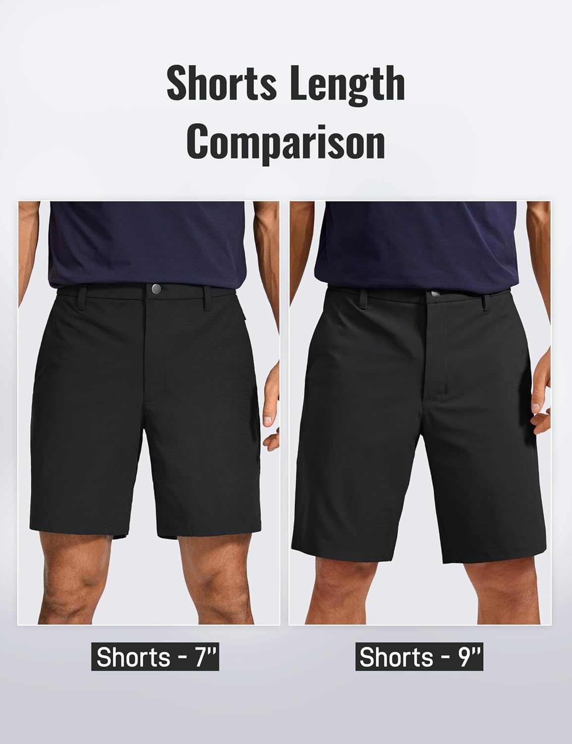 image:imageCRZ YOGA Mens All Day Comfy Golf Shorts 79 Stretch Lightweight Flat Front for Casual Work with PocketsBlack