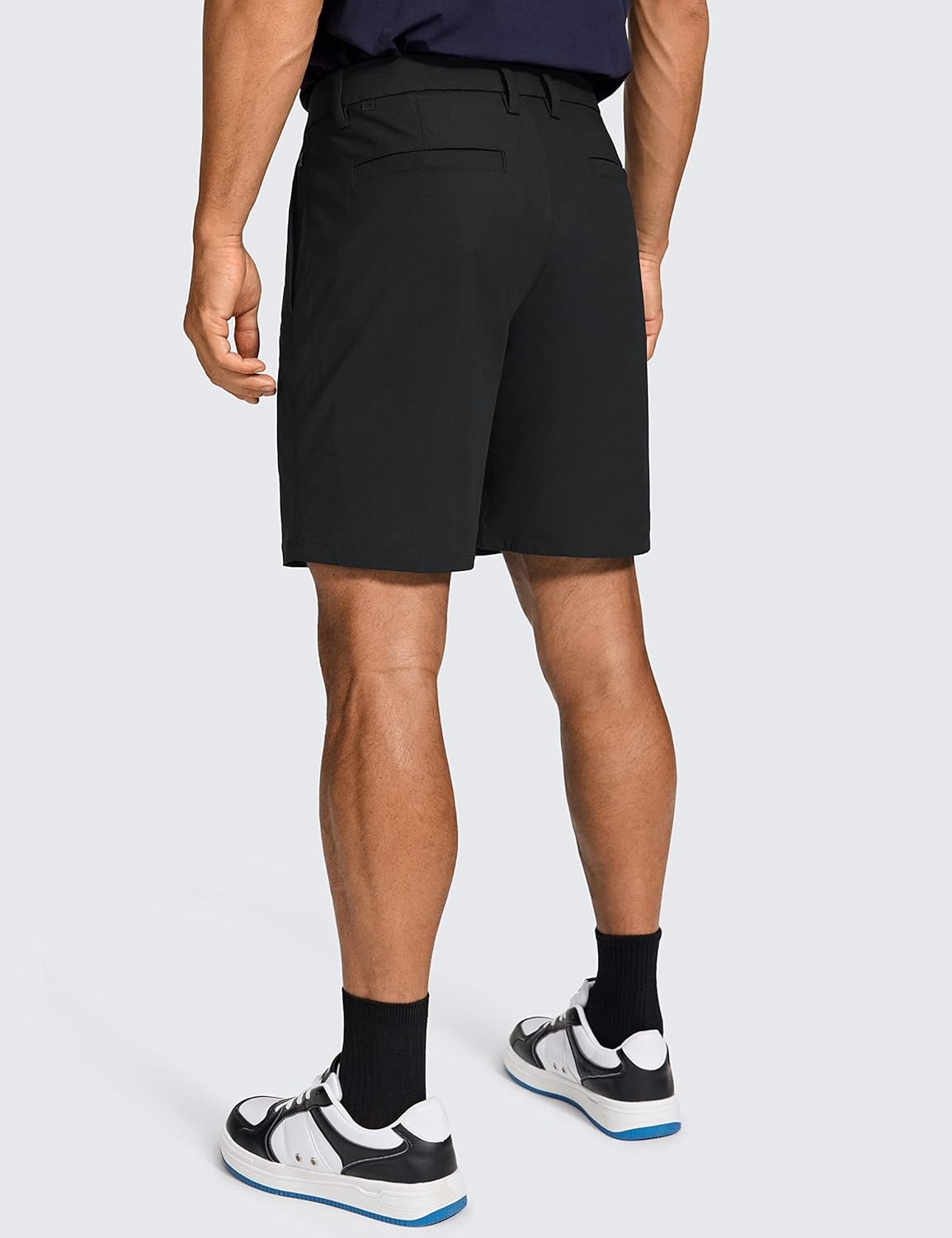 image:imageCRZ YOGA Mens All Day Comfy Golf Shorts 79 Stretch Lightweight Flat Front for Casual Work with PocketsBlack