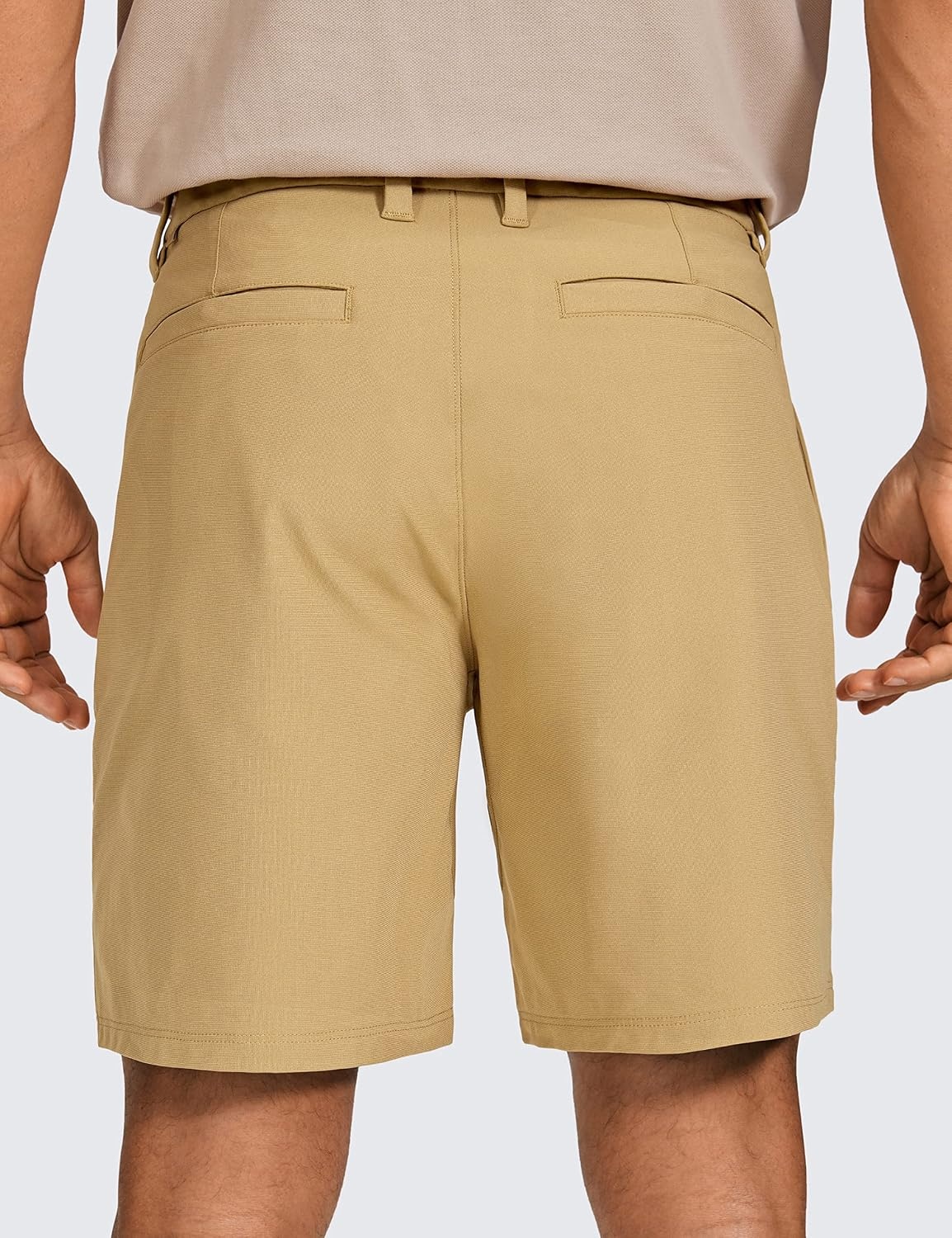 image:imageCRZ YOGA Mens All Day Comfy Golf Shorts 79 Stretch Lightweight Flat Front for Casual Work with PocketsKhaki Sand