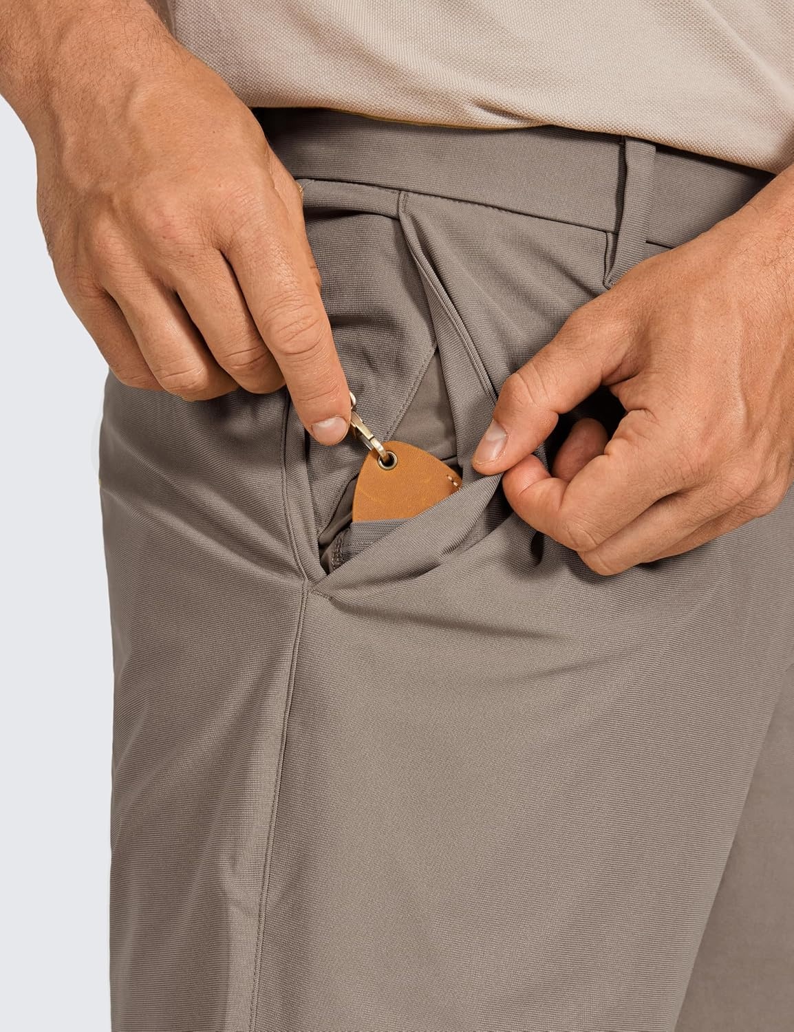 image:imageCRZ YOGA Mens All Day Comfy Golf Shorts 79 Stretch Lightweight Flat Front for Casual Work with PocketsNomad Grey
