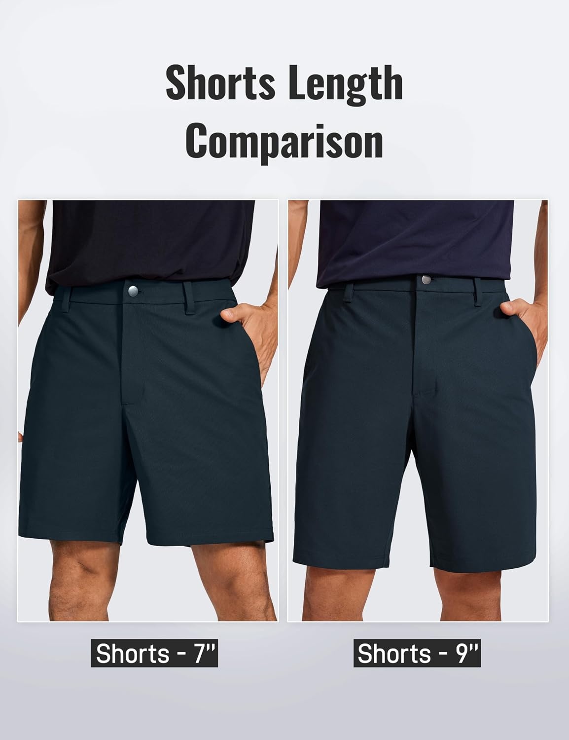 image:imageCRZ YOGA Mens All Day Comfy Golf Shorts 79 Stretch Lightweight Flat Front for Casual Work with PocketsTrue Navy