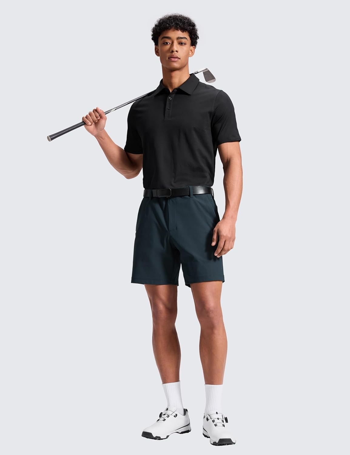 image:imageCRZ YOGA Mens All Day Comfy Golf Shorts 79 Stretch Lightweight Flat Front for Casual Work with PocketsTrue Navy