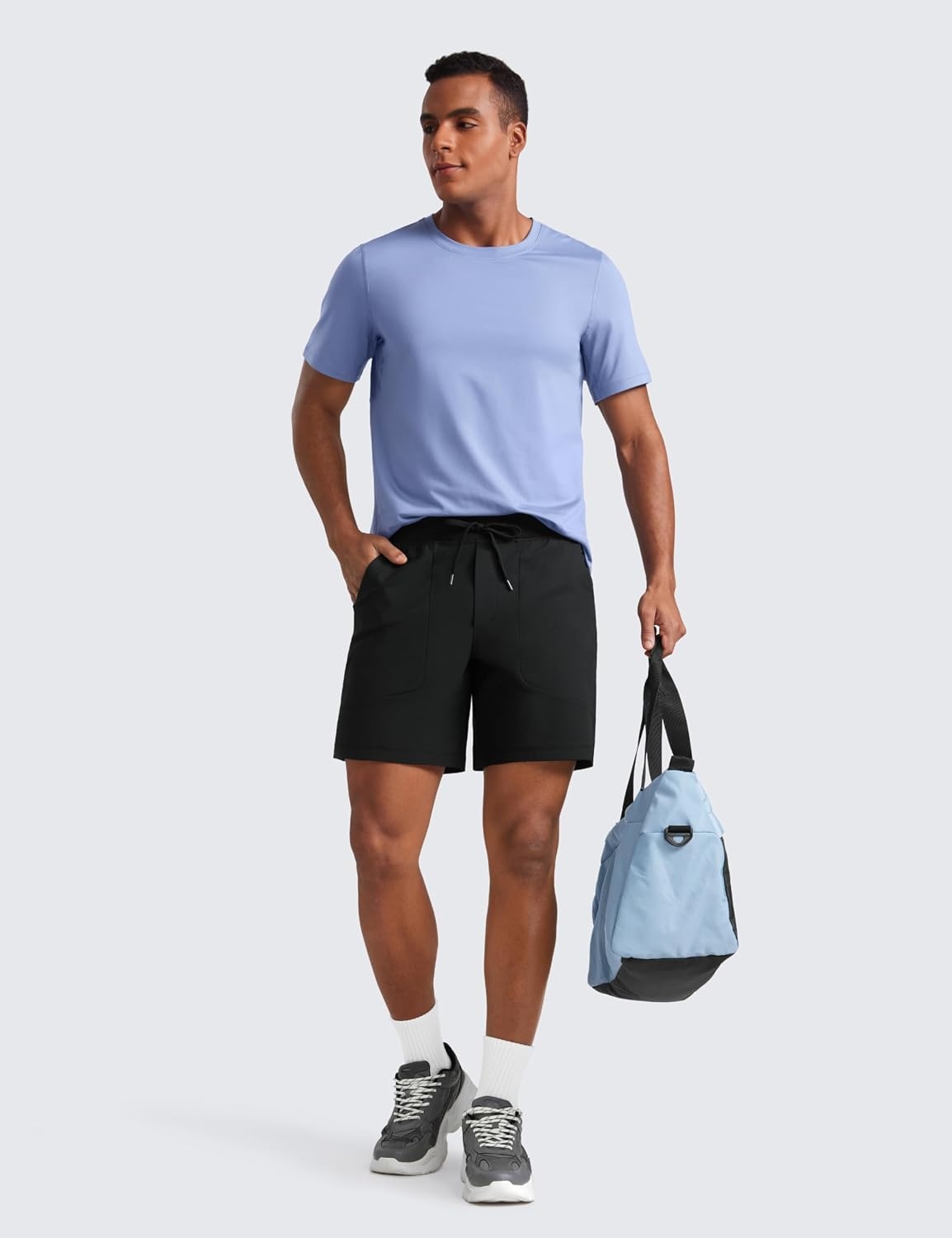 image:imageCRZ YOGA Mens All Day Comfy PullOn Shorts 7 Golf Casual Elastic Waist Quick Dry for Athletic Daily with PocketsBlack