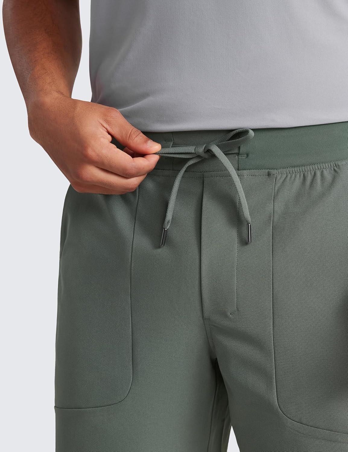 image:imageCRZ YOGA Mens All Day Comfy PullOn Shorts 7 Golf Casual Elastic Waist Quick Dry for Athletic Daily with PocketsGrey Sage