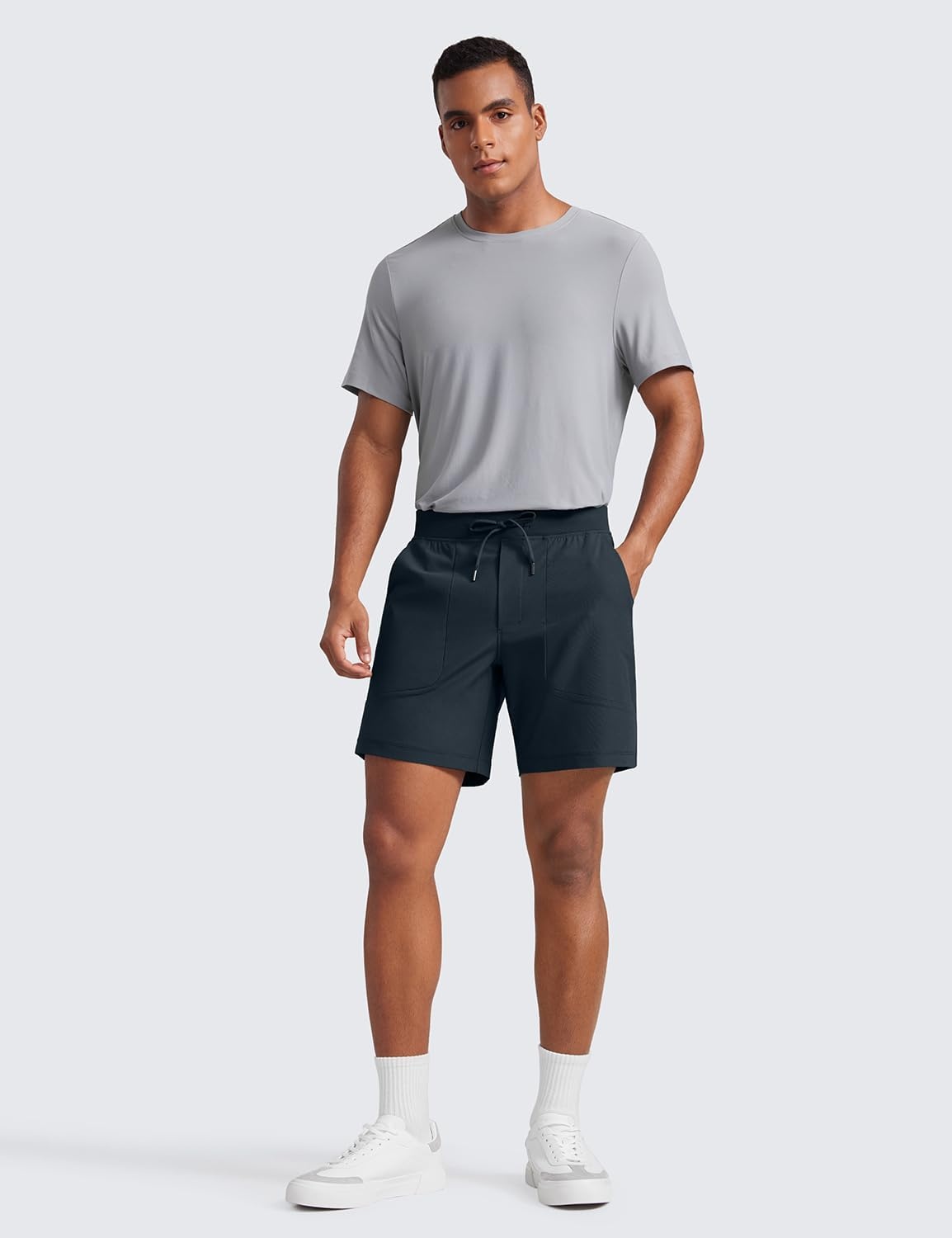 image:imageCRZ YOGA Mens All Day Comfy PullOn Shorts 7 Golf Casual Elastic Waist Quick Dry for Athletic Daily with PocketsTrue Navy
