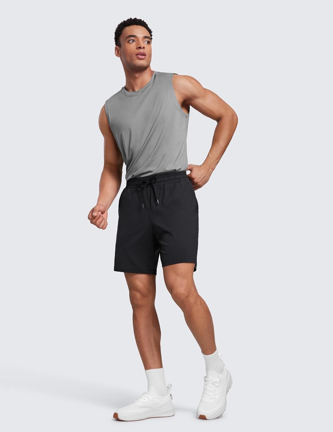 image:imageCRZ YOGA Mens Cloud Jersey Sweat Shorts 7 Lightweight Soft Breathable for Casual Workout Lounge with PocketsBlack