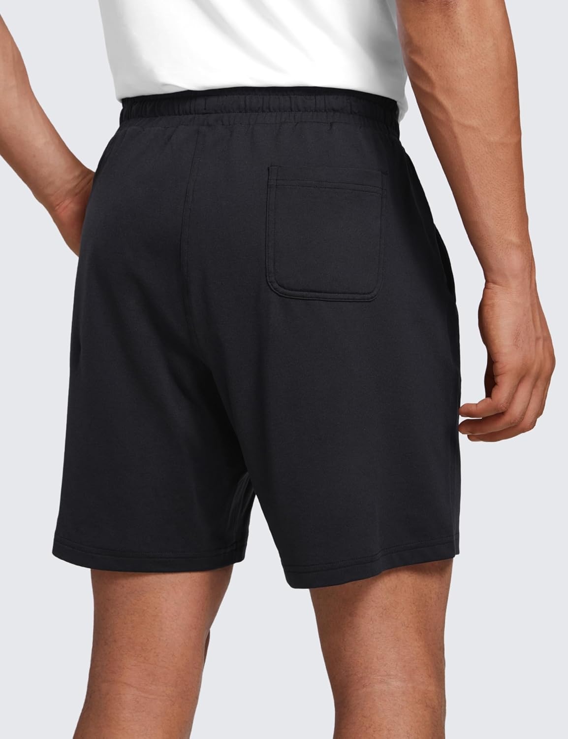 image:imageCRZ YOGA Mens Cloud Jersey Sweat Shorts 7 Lightweight Soft Breathable for Casual Workout Lounge with PocketsBlack