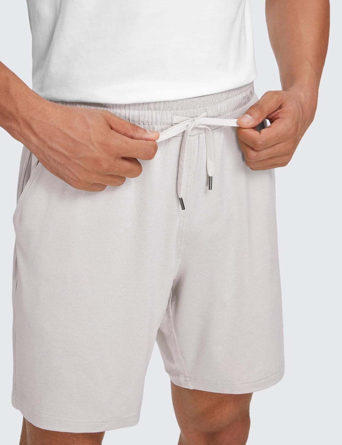 image:imageCRZ YOGA Mens Cloud Jersey Sweat Shorts 7 Lightweight Soft Breathable for Casual Workout Lounge with PocketsMilky White Bone