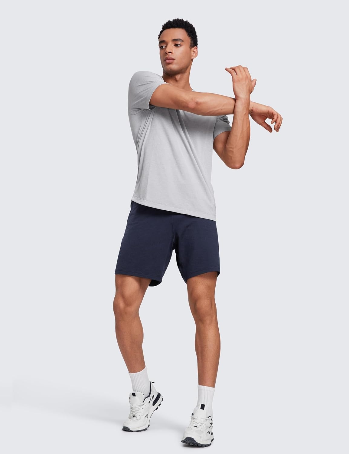 image:imageCRZ YOGA Mens Cloud Jersey Sweat Shorts 7 Lightweight Soft Breathable for Casual Workout Lounge with PocketsNavy