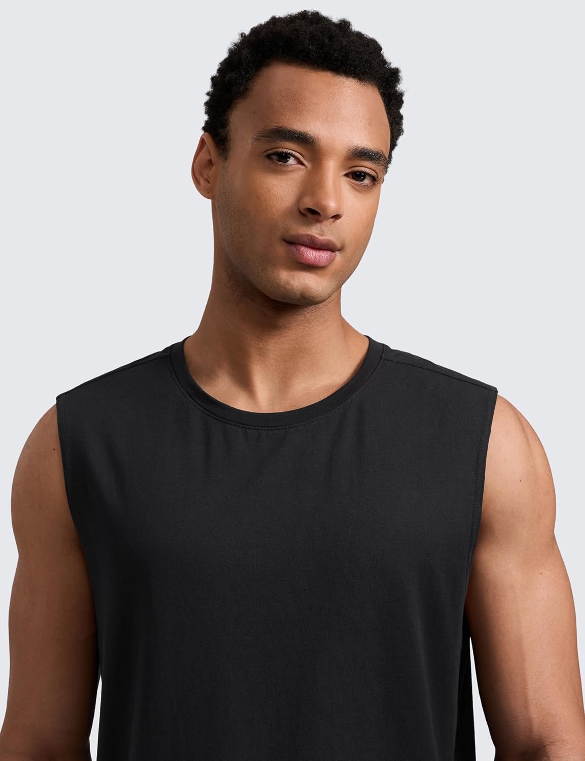 image:imageCRZ YOGA Mens CottonBlend Athletic Tank Tops for Men Moisture Wicking Soft Workout Casual Sleeveless Muscle ShirtsBlack