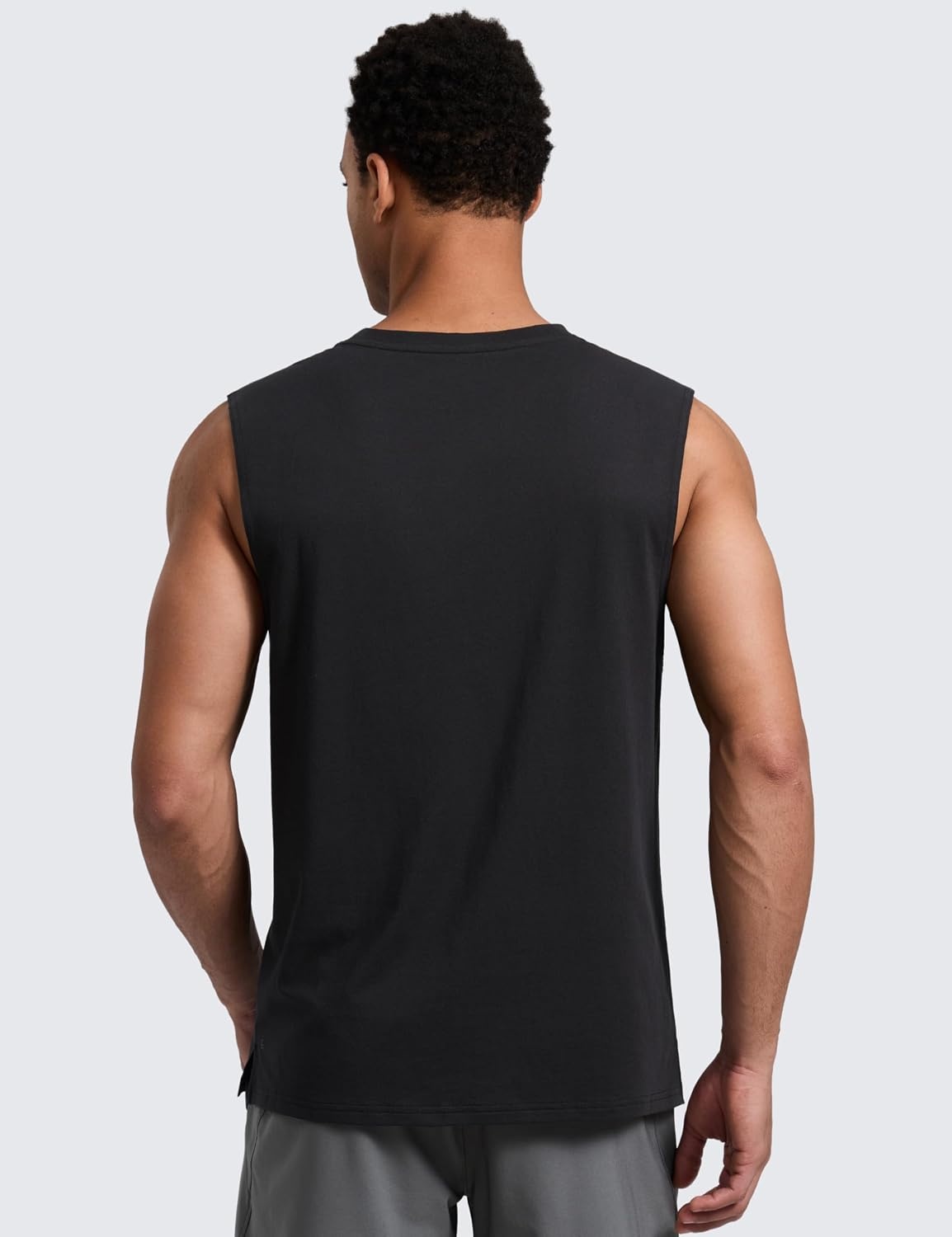image:imageCRZ YOGA Mens CottonBlend Athletic Tank Tops for Men Moisture Wicking Soft Workout Casual Sleeveless Muscle ShirtsBlack