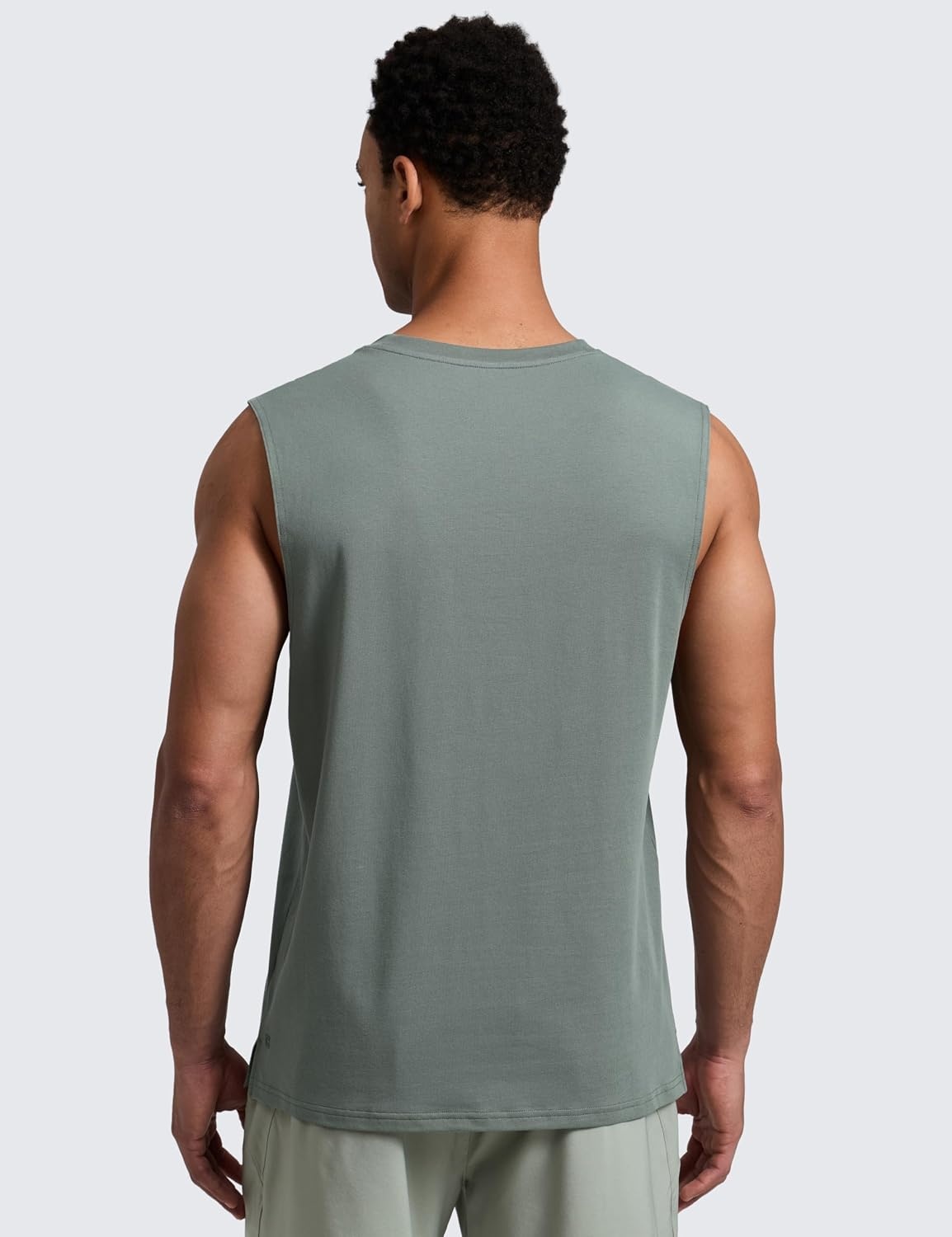 image:imageCRZ YOGA Mens CottonBlend Athletic Tank Tops for Men Moisture Wicking Soft Workout Casual Sleeveless Muscle ShirtsGrey Sage