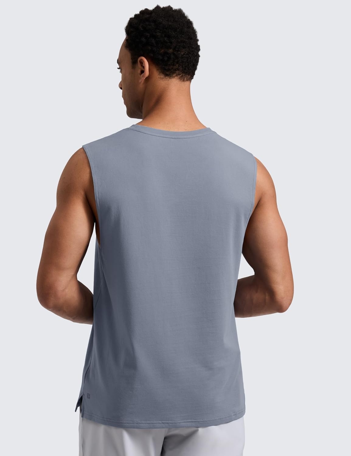 image:imageCRZ YOGA Mens CottonBlend Athletic Tank Tops for Men Moisture Wicking Soft Workout Casual Sleeveless Muscle ShirtsSolar Grey