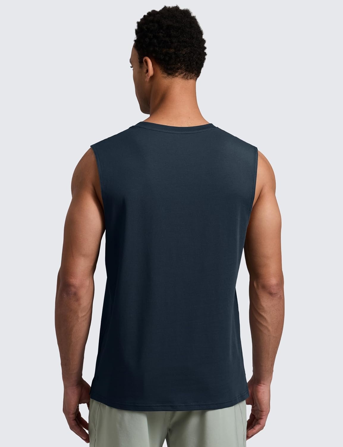image:imageCRZ YOGA Mens CottonBlend Athletic Tank Tops for Men Moisture Wicking Soft Workout Casual Sleeveless Muscle ShirtsTrue Navy