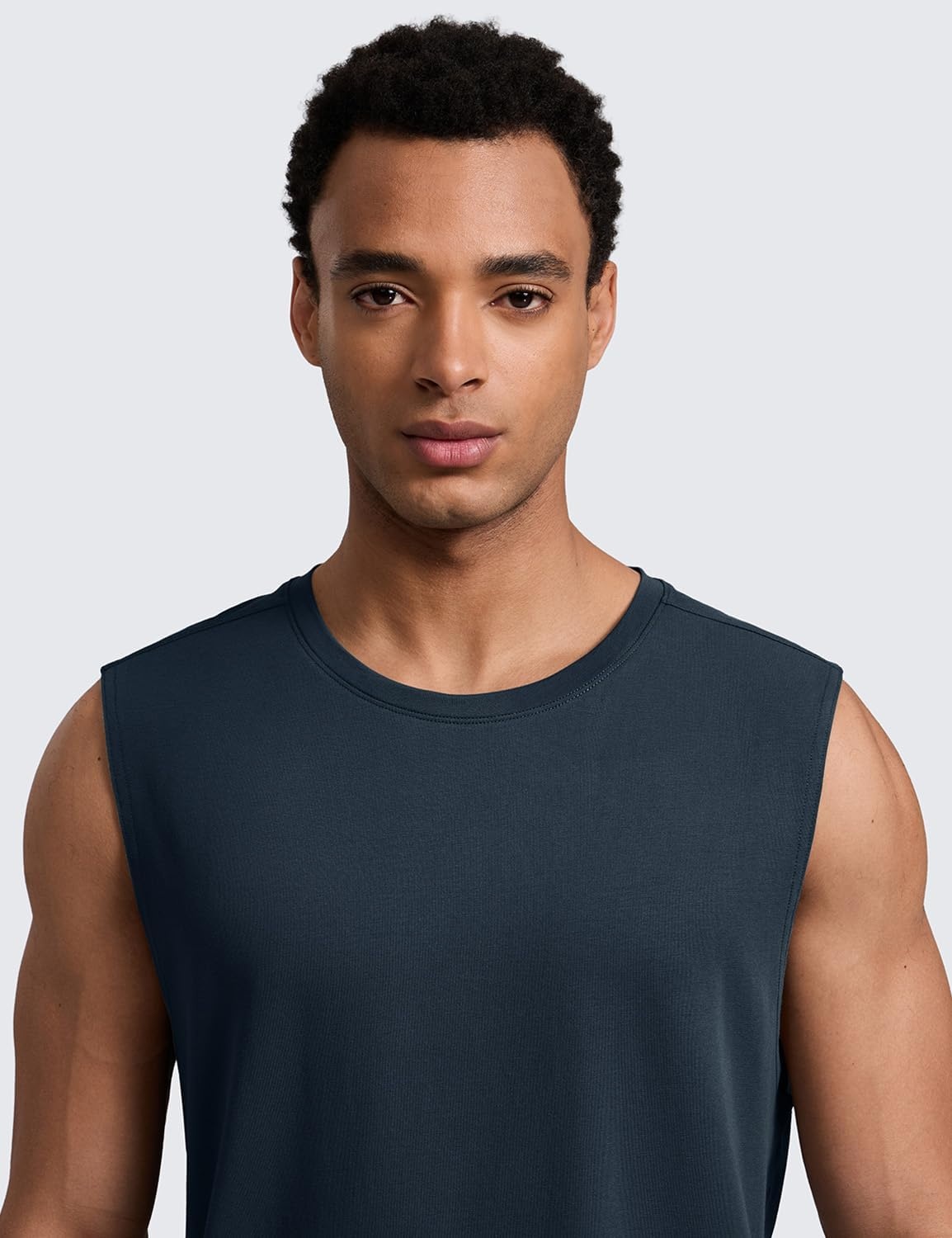 image:imageCRZ YOGA Mens CottonBlend Athletic Tank Tops for Men Moisture Wicking Soft Workout Casual Sleeveless Muscle ShirtsTrue Navy