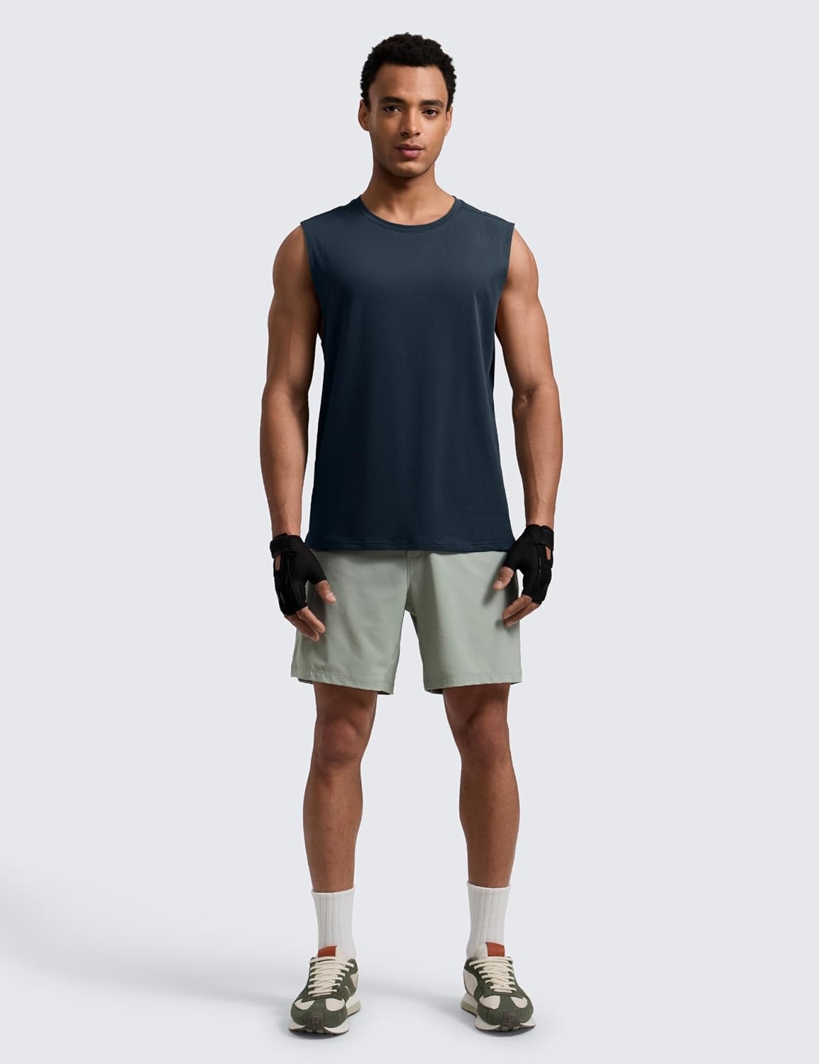 image:imageCRZ YOGA Mens CottonBlend Athletic Tank Tops for Men Moisture Wicking Soft Workout Casual Sleeveless Muscle ShirtsTrue Navy