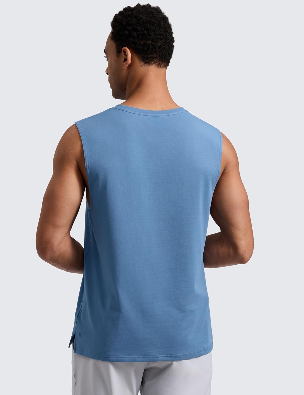 image:imageCRZ YOGA Mens CottonBlend Athletic Tank Tops for Men Moisture Wicking Soft Workout Casual Sleeveless Muscle ShirtsWashed Denim