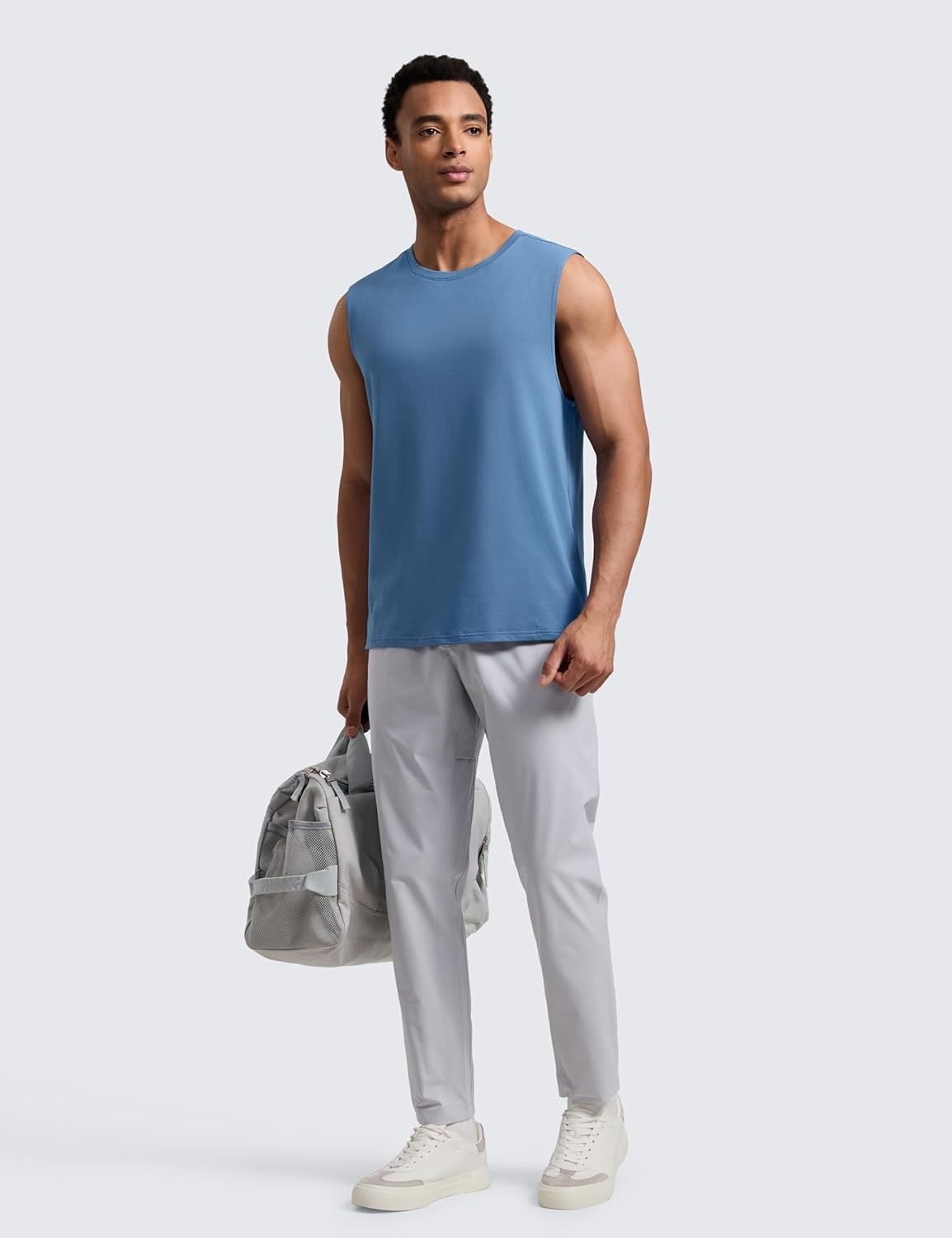 image:imageCRZ YOGA Mens CottonBlend Athletic Tank Tops for Men Moisture Wicking Soft Workout Casual Sleeveless Muscle ShirtsWashed Denim