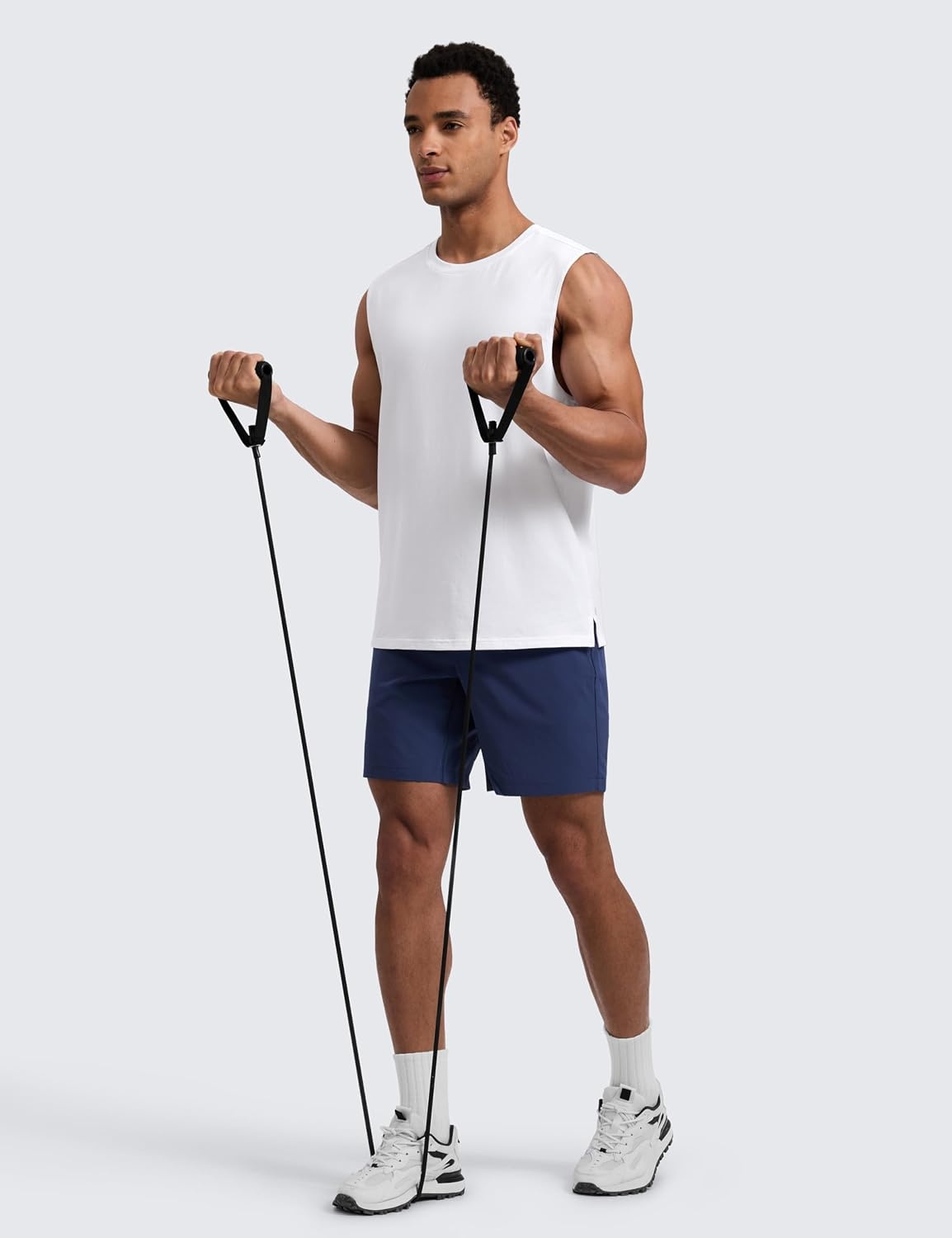 image:imageCRZ YOGA Mens CottonBlend Athletic Tank Tops for Men Moisture Wicking Soft Workout Casual Sleeveless Muscle ShirtsWhite