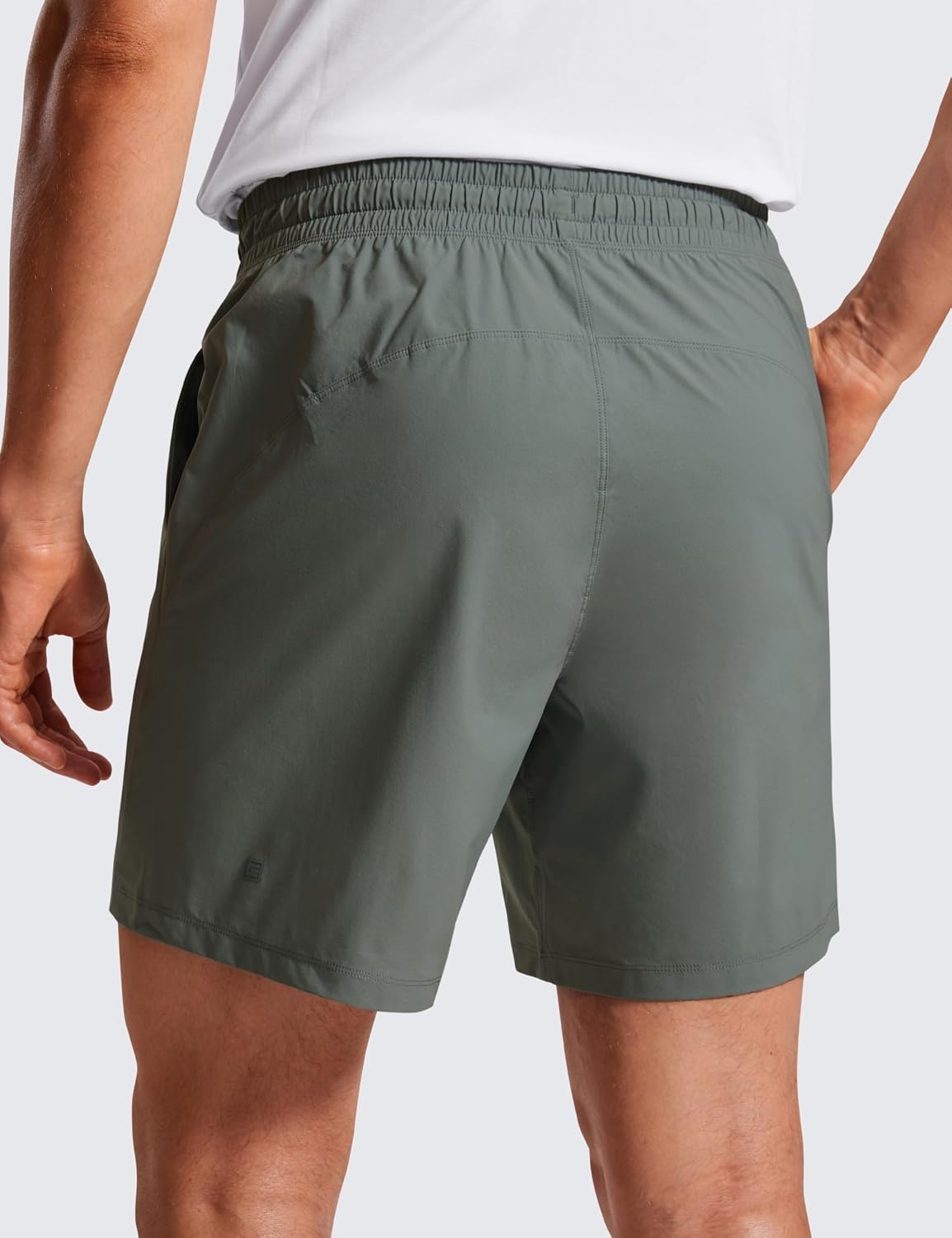 image:imageCRZ YOGA Mens Lightweight Workout Shorts 7 Quick Dry for Gym Athletic Workout with Zipper PocketGrey Sage