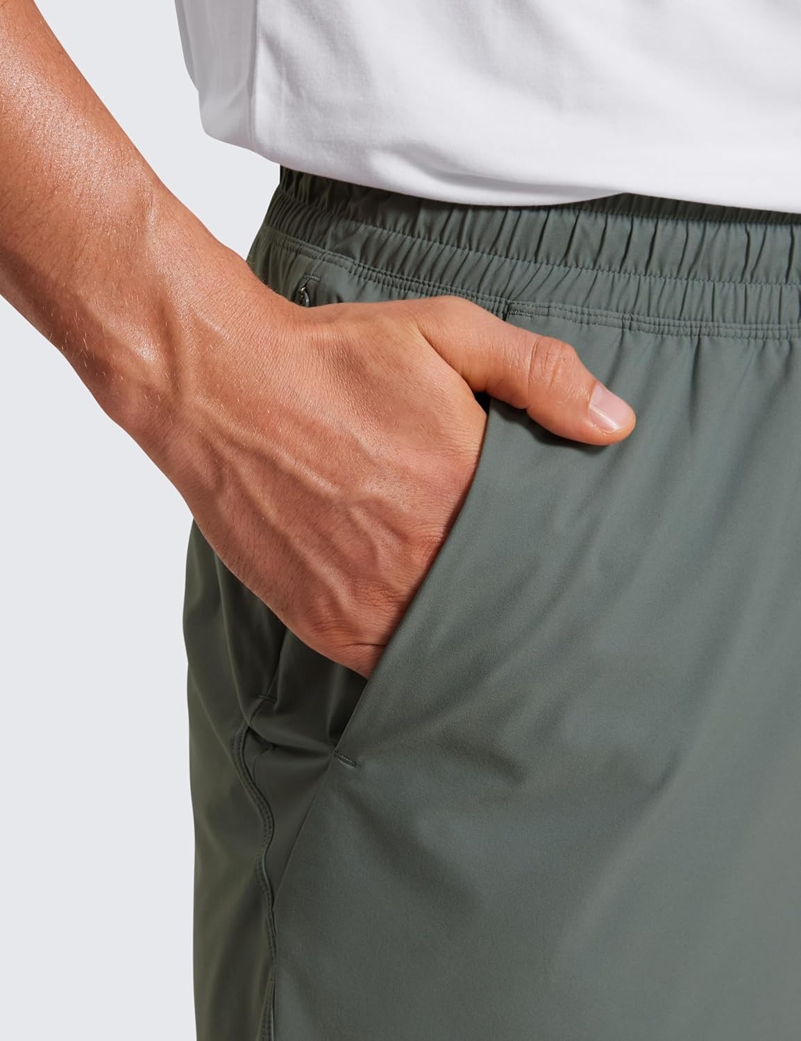 image:imageCRZ YOGA Mens Lightweight Workout Shorts 7 Quick Dry for Gym Athletic Workout with Zipper PocketGrey Sage