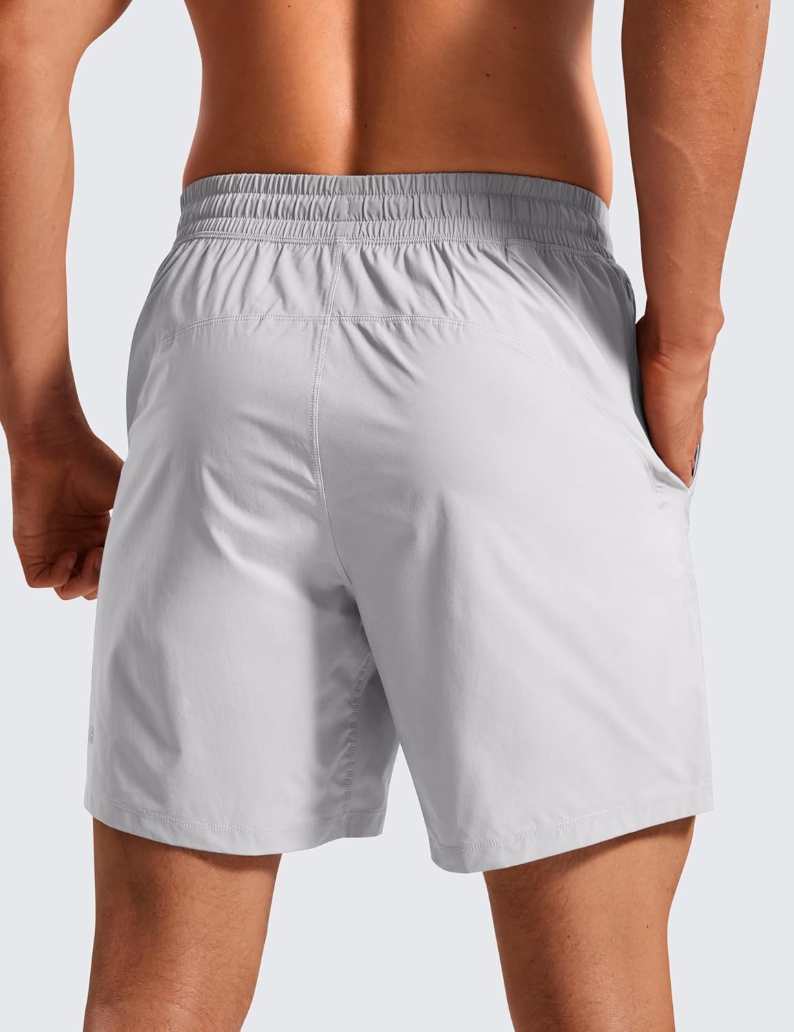 image:imageCRZ YOGA Mens Lightweight Workout Shorts 7 Quick Dry for Gym Athletic Workout with Zipper PocketPlatinum Grey