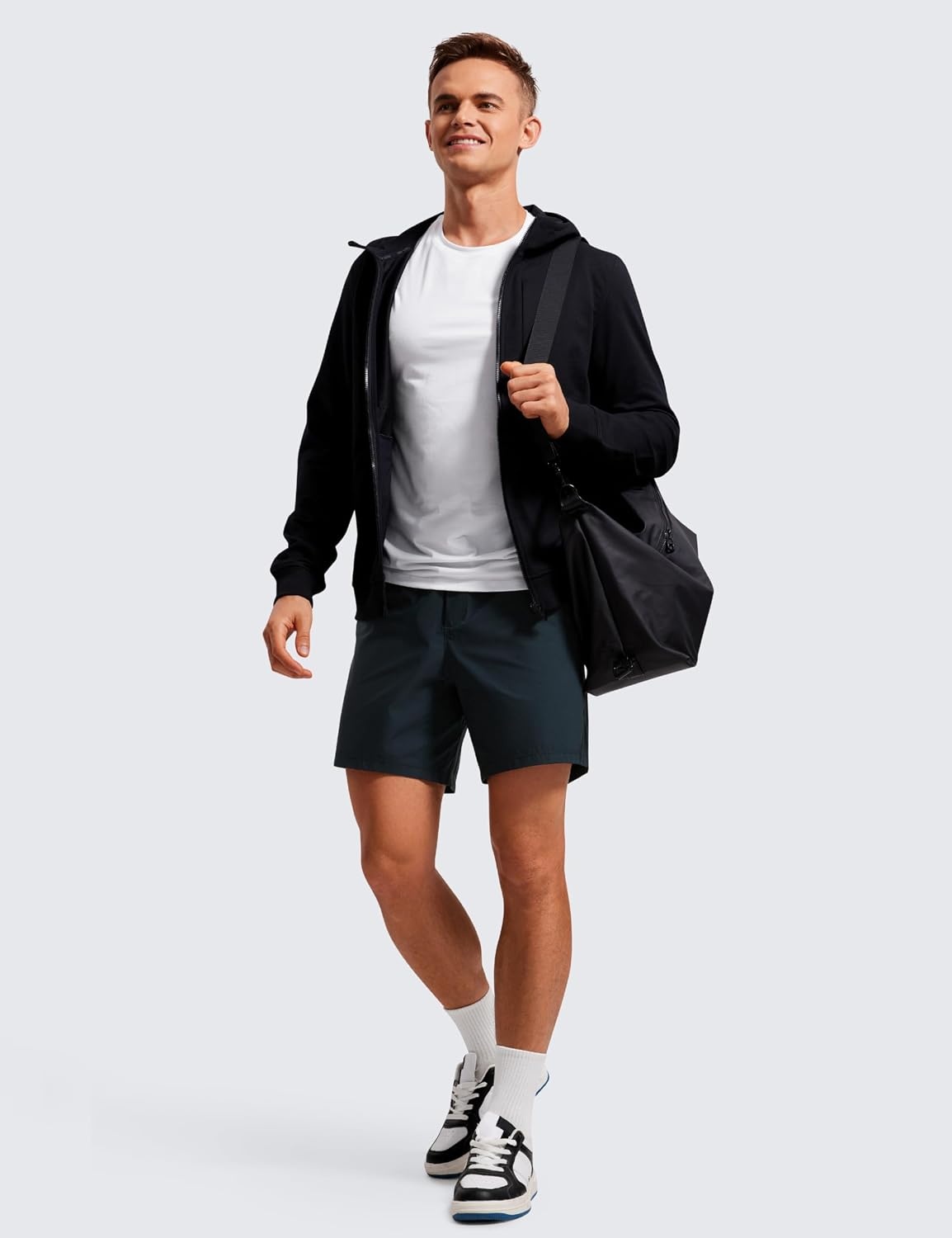 image:imageCRZ YOGA Mens Lightweight Workout Shorts 7 Quick Dry for Gym Athletic Workout with Zipper PocketTrue Navy