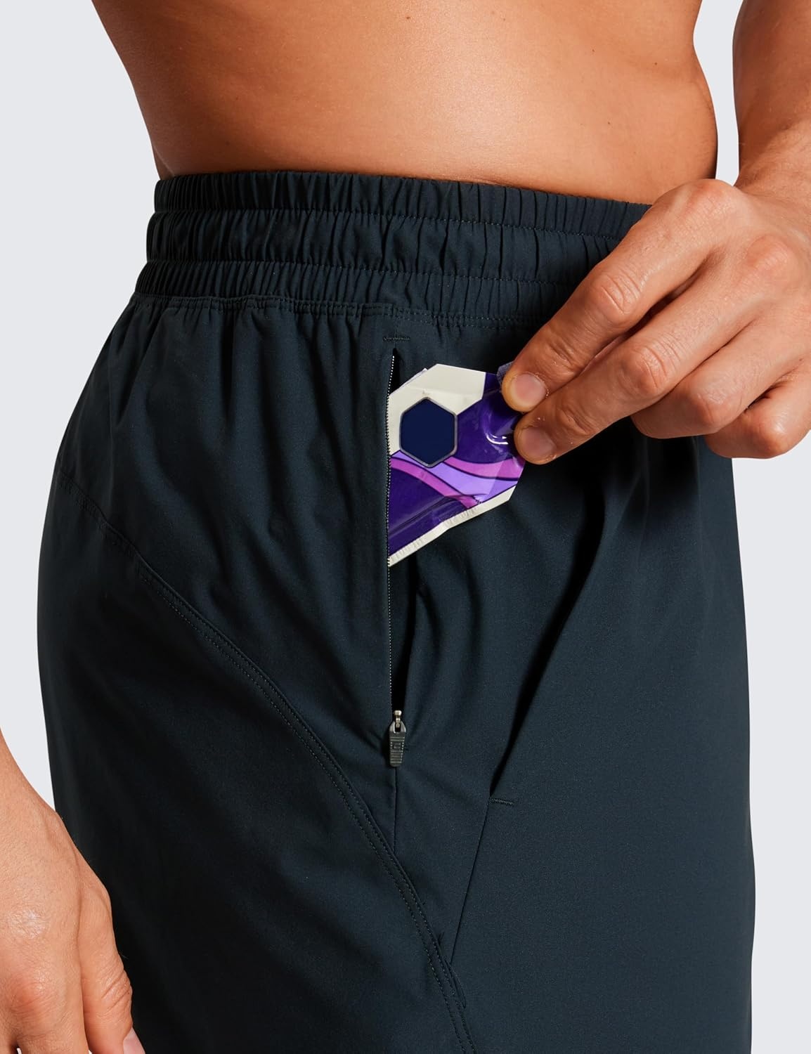 image:imageCRZ YOGA Mens Lightweight Workout Shorts 7 Quick Dry for Gym Athletic Workout with Zipper PocketTrue Navy