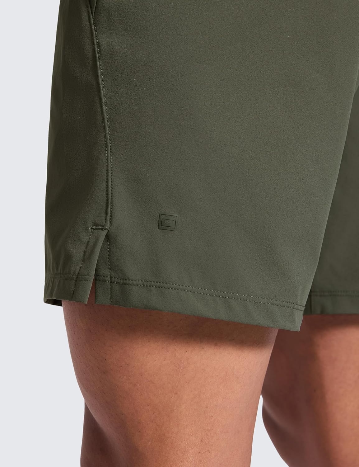 image:imageCRZ YOGA Mens Linerless Motion Shorts 7 Side Split Workout Daily Quick Dry for Gym Athletic Casual with PocketsDark Olive