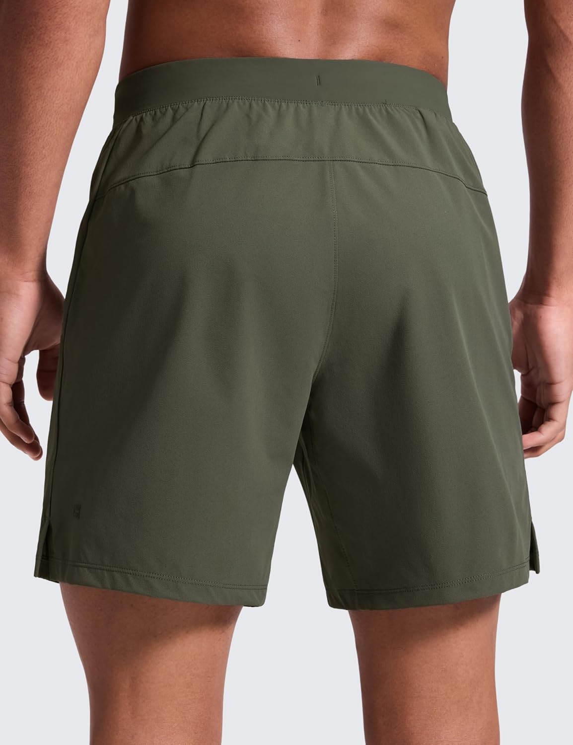 image:imageCRZ YOGA Mens Linerless Motion Shorts 7 Side Split Workout Daily Quick Dry for Gym Athletic Casual with PocketsDark Olive