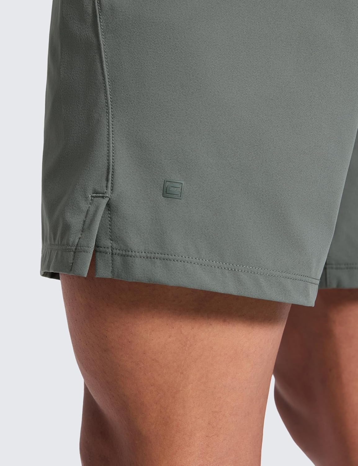 image:imageCRZ YOGA Mens Linerless Motion Shorts 7 Side Split Workout Daily Quick Dry for Gym Athletic Casual with PocketsGrey Sage